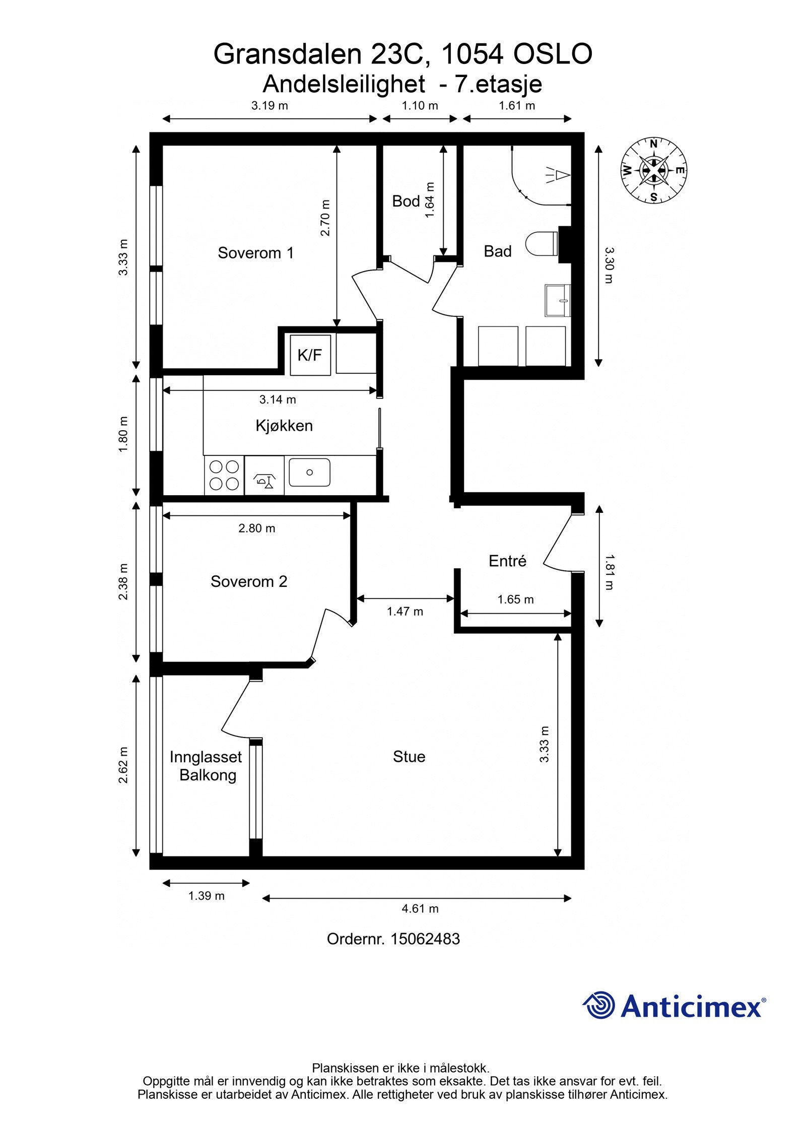 Leiligheten har en praktisk og arealeffektiv planløsning Galleribilde