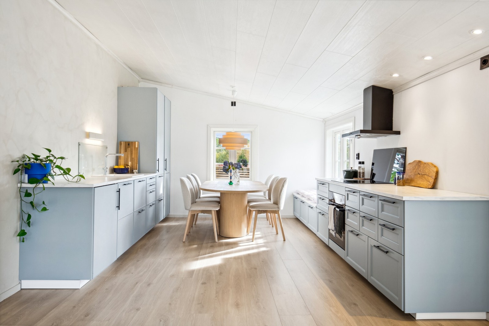 Lekkert kjøkken fra 2016, med malt, glatt innredning Galleribilde