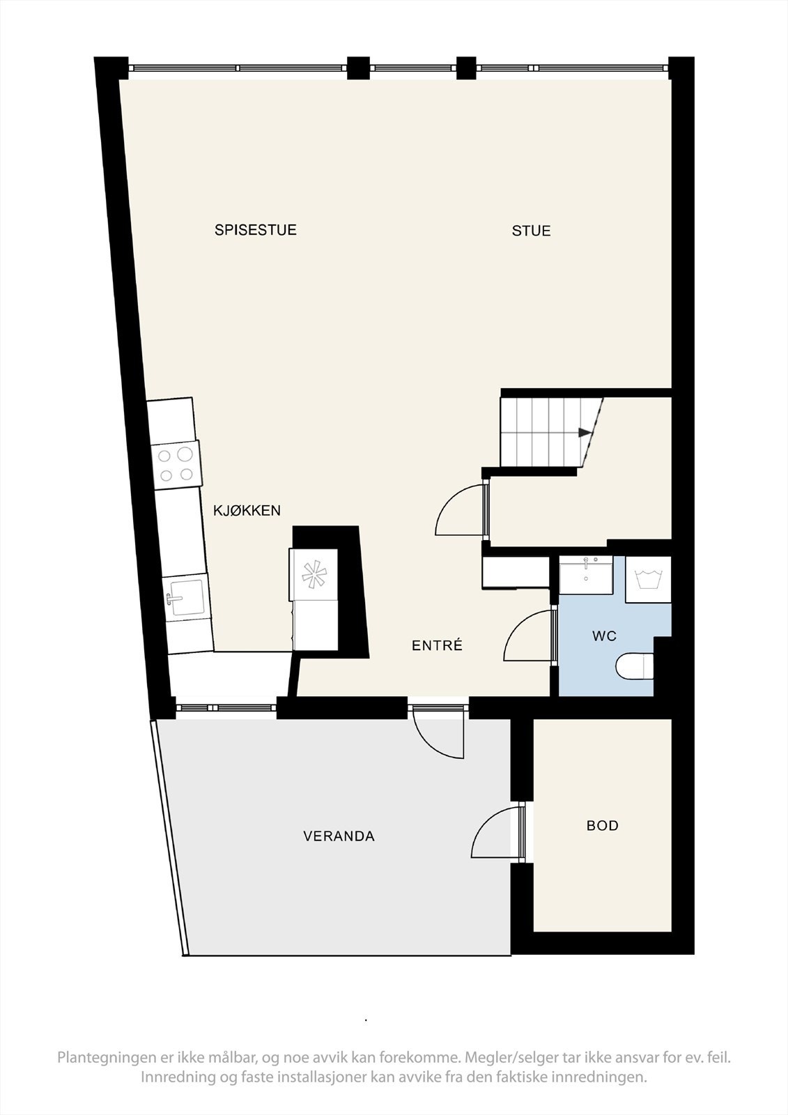 Plantegning for boligens 1.etasje. Galleribilde