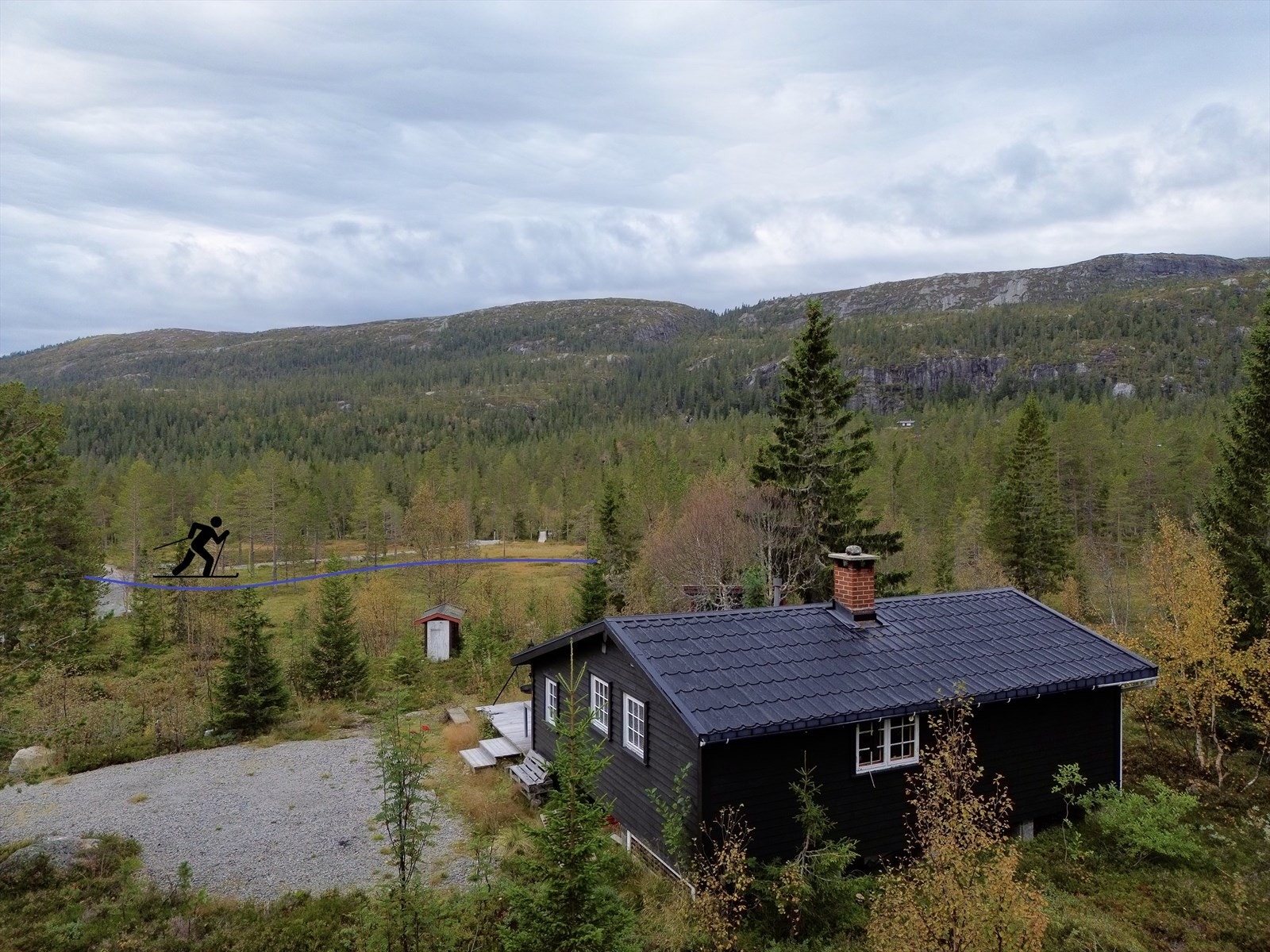 På vintertid får oppkjørte skiløper rett på nedsiden av hytta! Galleribilde