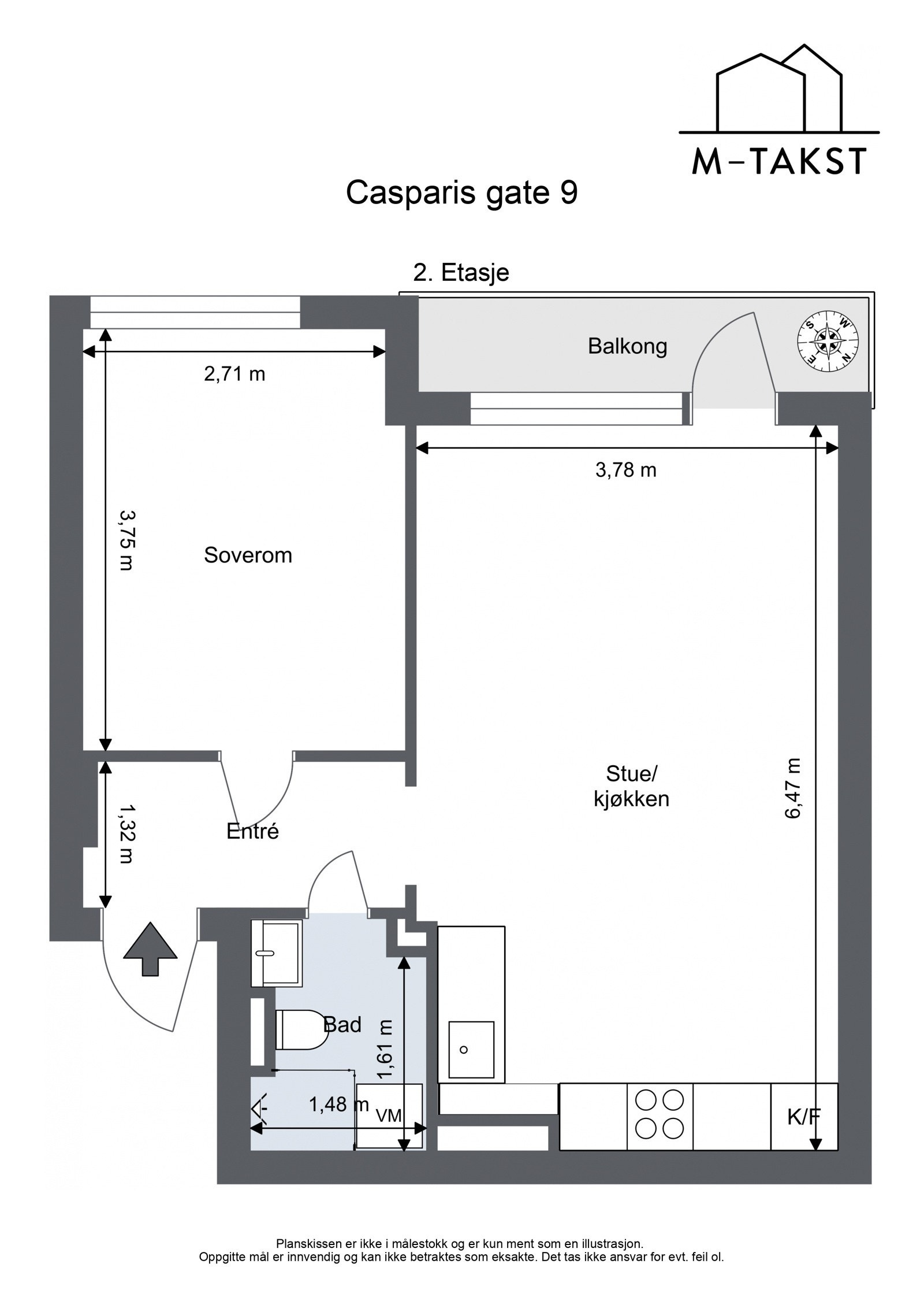 Plantegning Casparis gate 9 - 2. Etasje Galleribilde