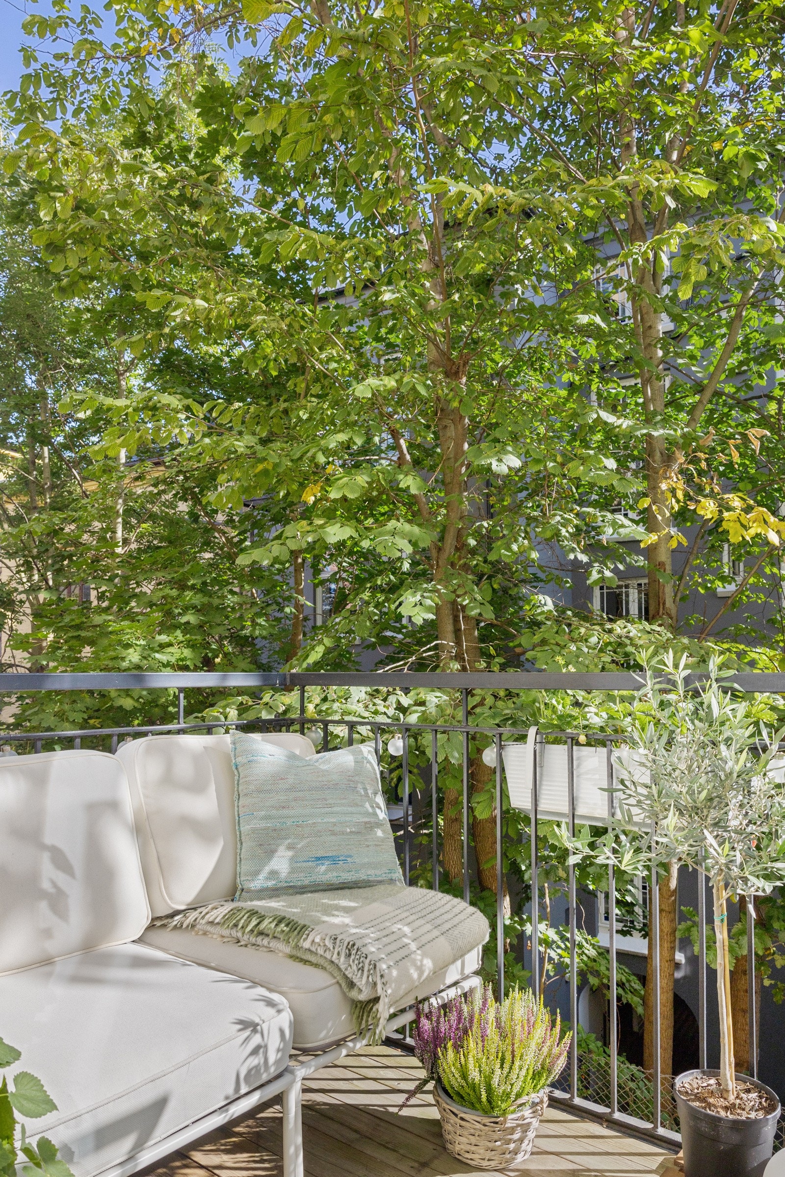 Balkongen har formiddagssol, bildet er tatt kl. 12, 18.09.2024. Galleribilde