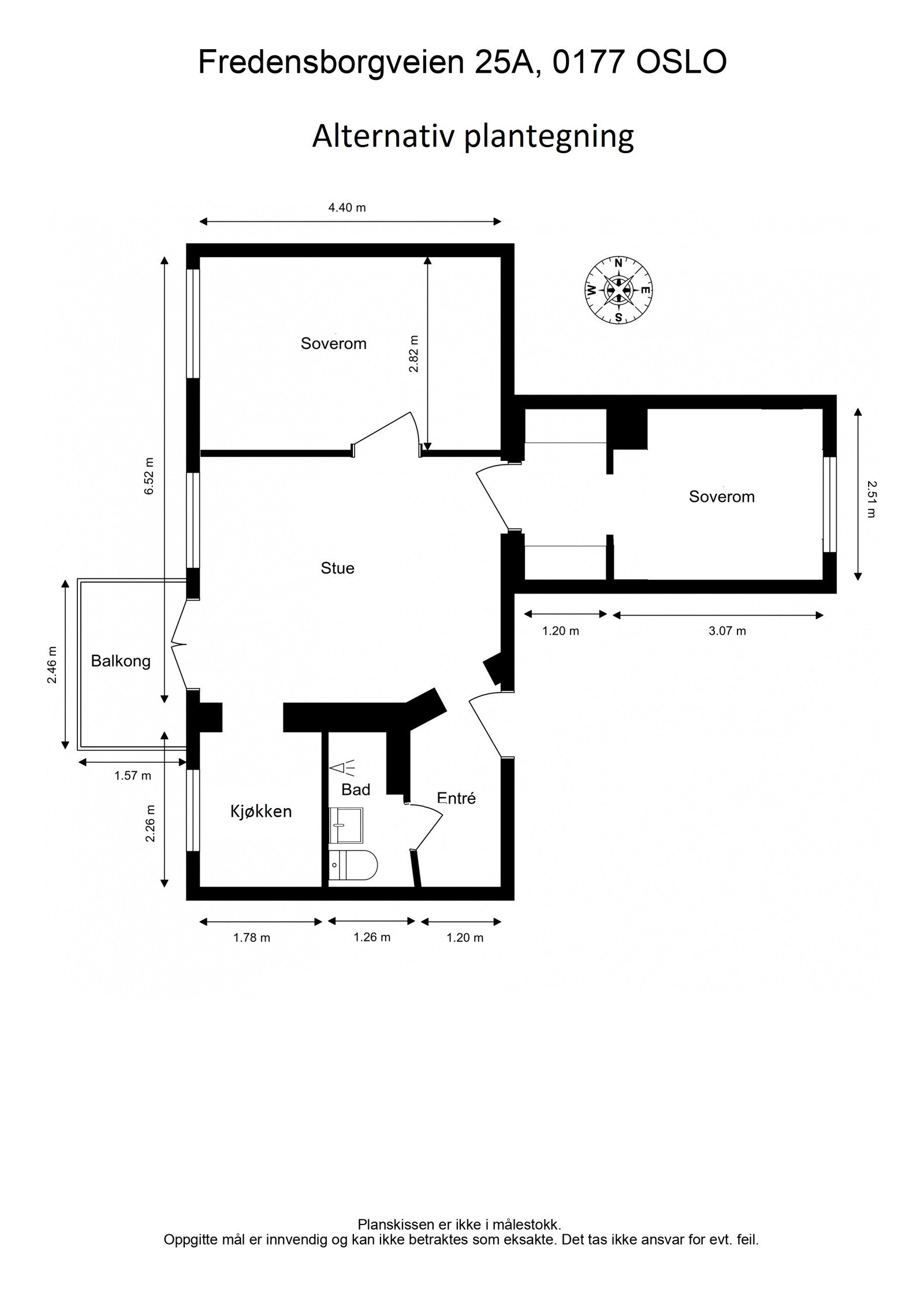 Alternativ plantegning med 2 soverom Galleribilde