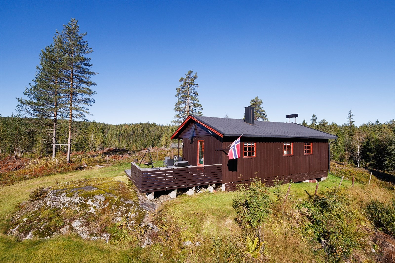 Det er gangavstand til en grillplass og brygge ved Hestetjenn, samt kort vei til Glessjøen med muligheter for bading og fiske. Galleribilde