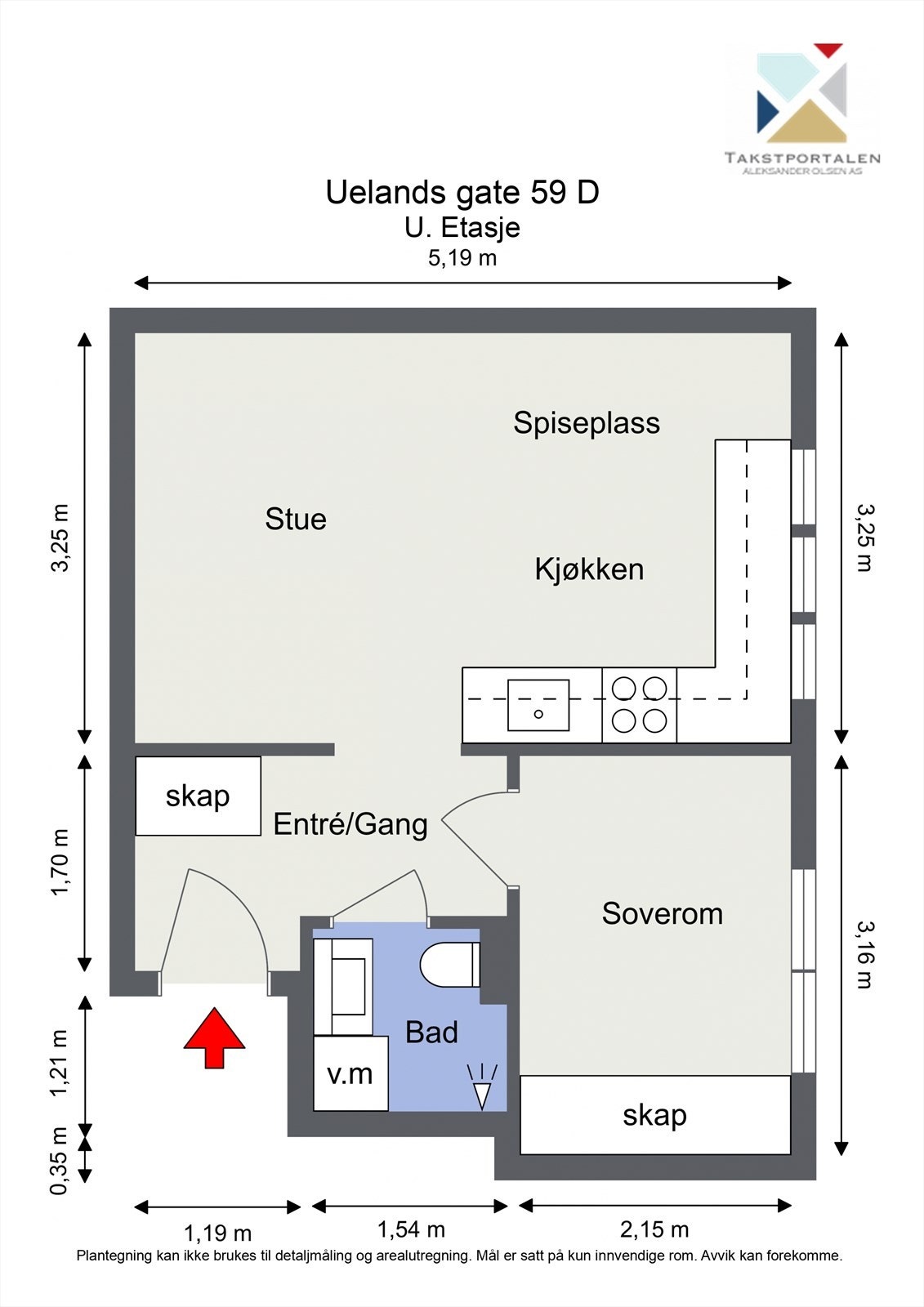 Plantegning. Dette er en svært arealeffektiv og god leilighet som oppleves større enn arealet skulle tilsi. Galleribilde