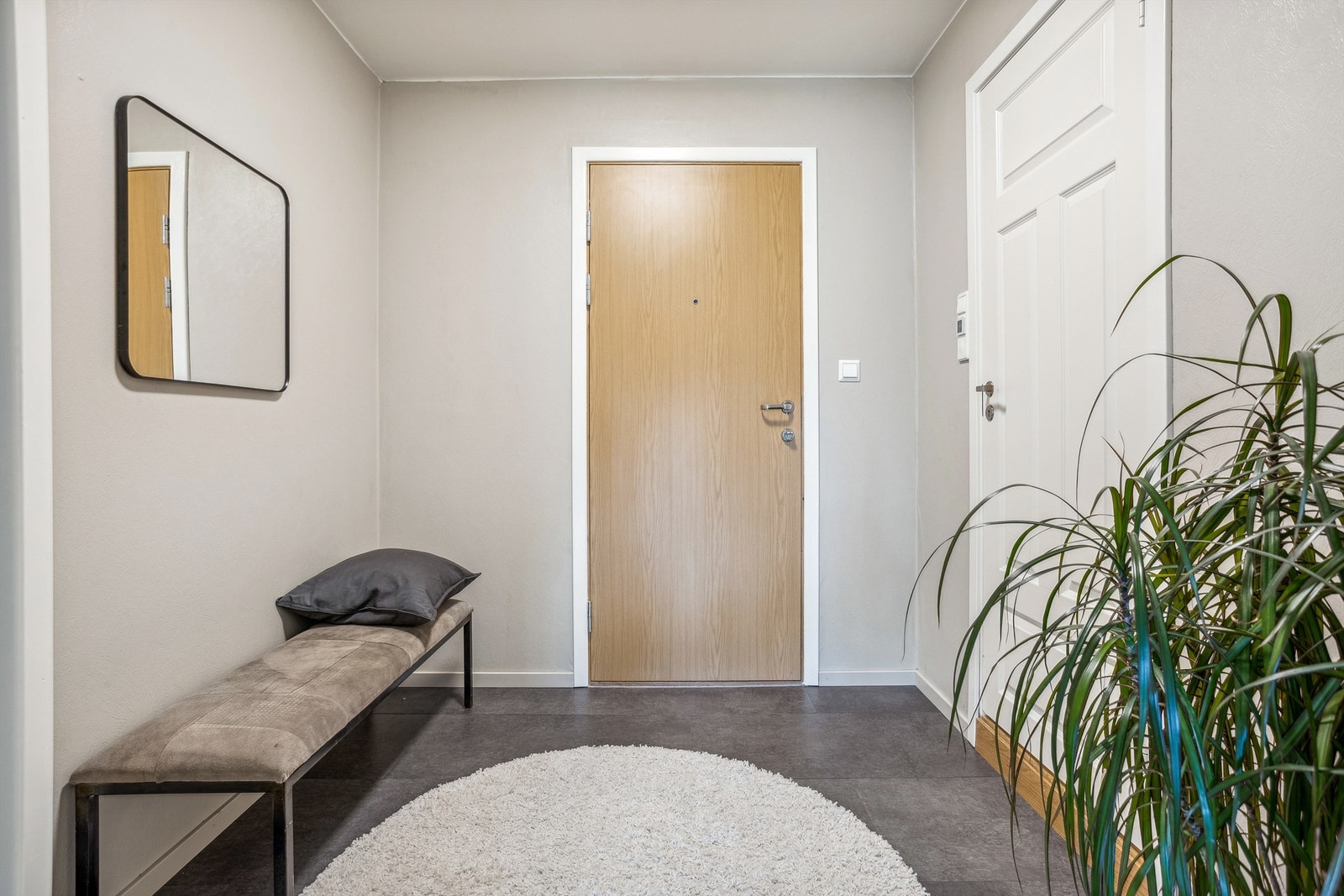 Velkommen inn! Romslig entre med god plass til møblement for oppbevaring. Oppgangen har callinganlegg. Galleribilde