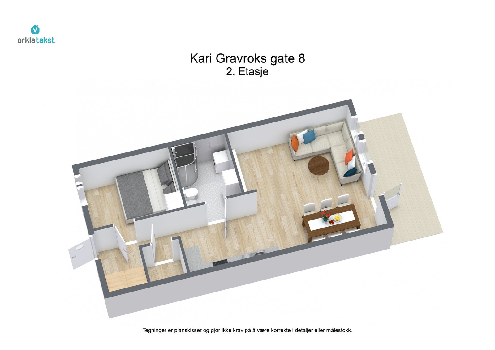 Plantegning 2. etasje 3D Galleribilde