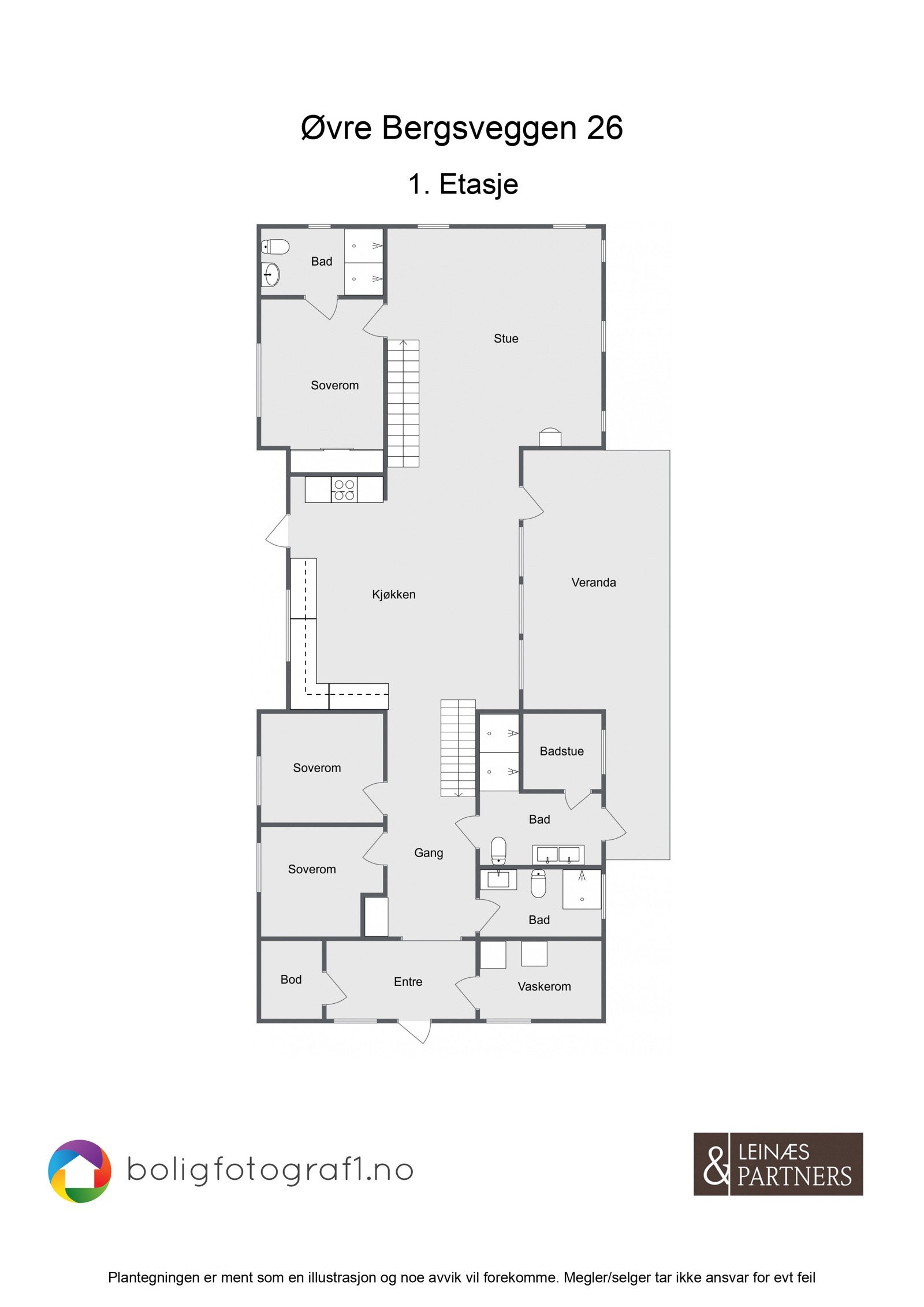 Plantegning 1. etasje Galleribilde
