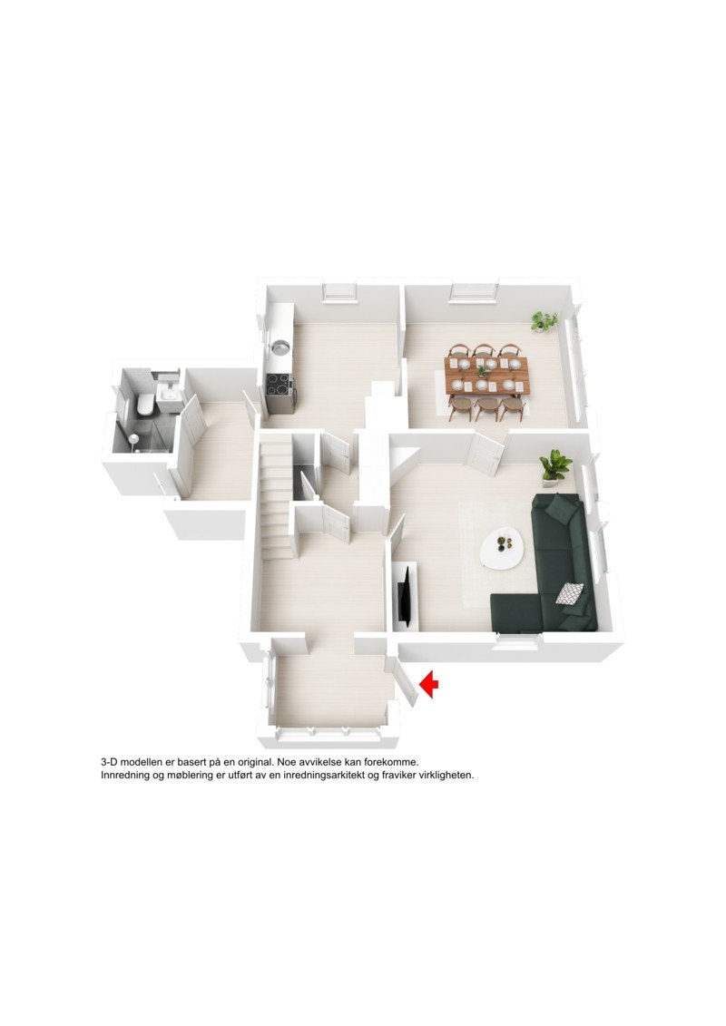 3D Plantegning 1. etasje Galleribilde