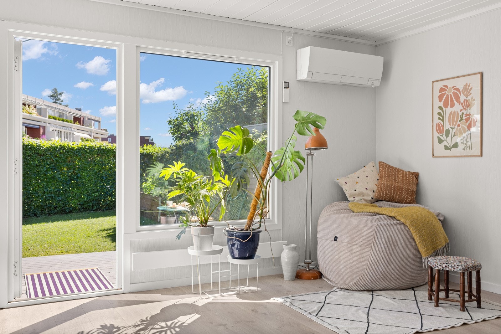 Det ble installert varmepumpe i stuen i 2015. Galleribilde