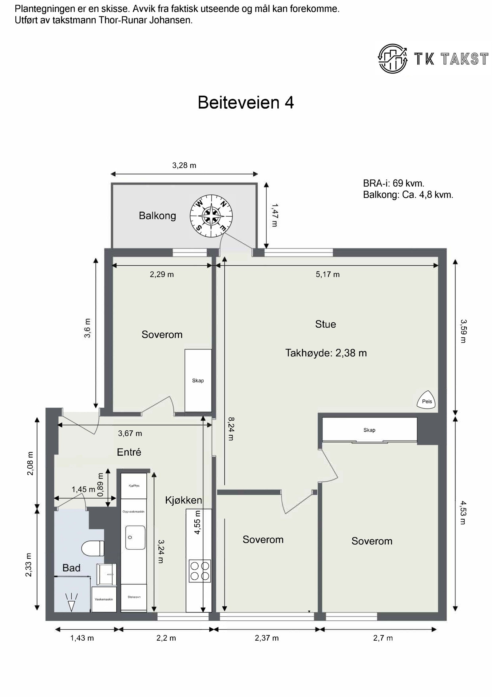 Alternativ plantegning - 4-roms med 3 soverom Galleribilde