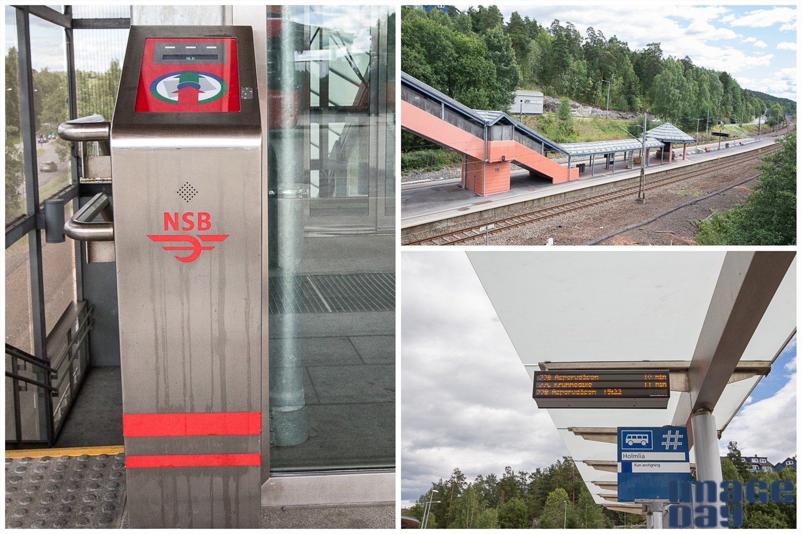 Holmlia Stasjon som har gode buss- og togforbindelser til sentrum. Galleribilde