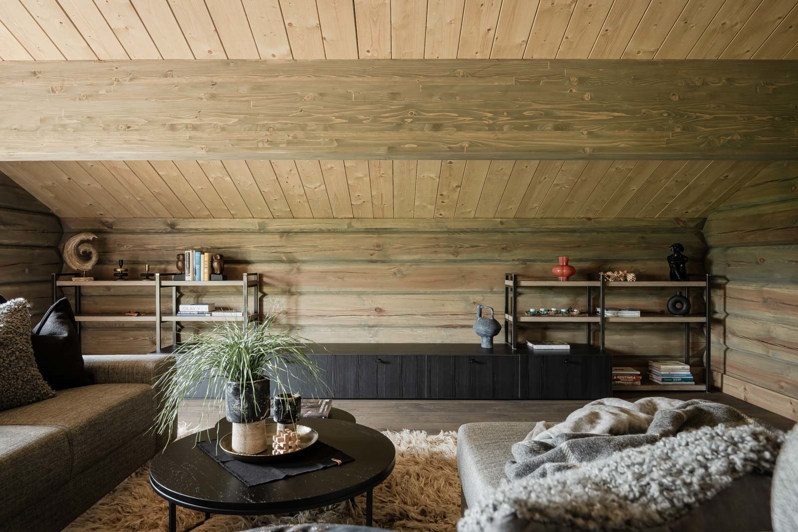 Hems TV stue 2. Illustrasjon fra tilsvarende ferdigstilt hytte Galleribilde