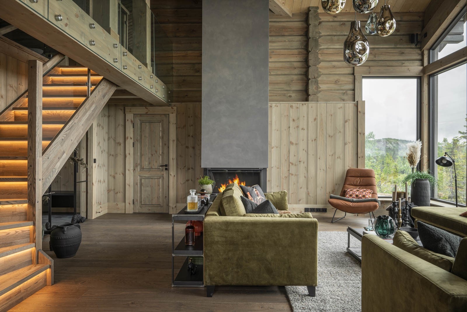 Stue 1. Illustrasjon fra tilsvarende ferdigstilt hytte Galleribilde