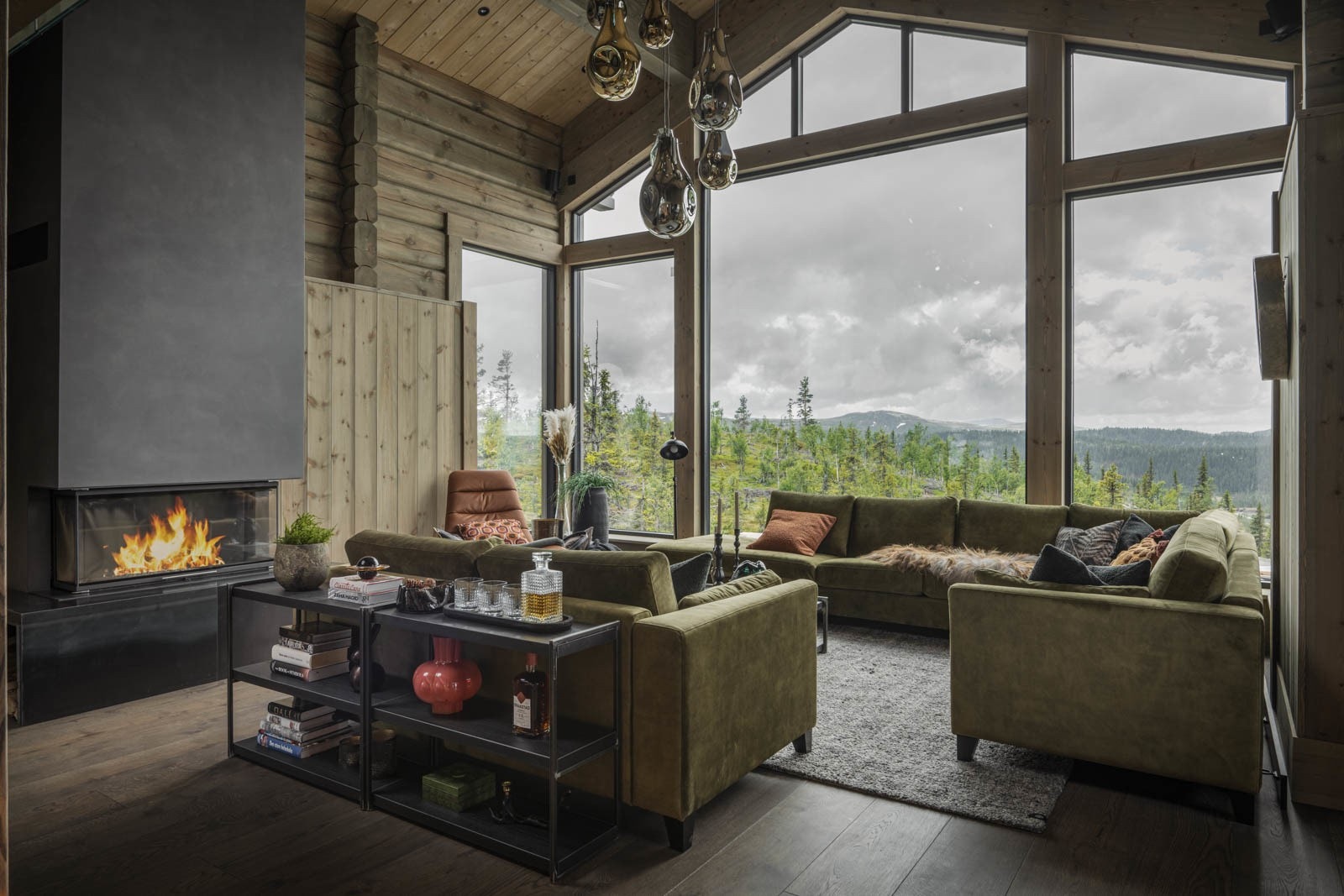 Stue 2. Illustrasjon fra tilsvarende ferdigstilt hytte Galleribilde