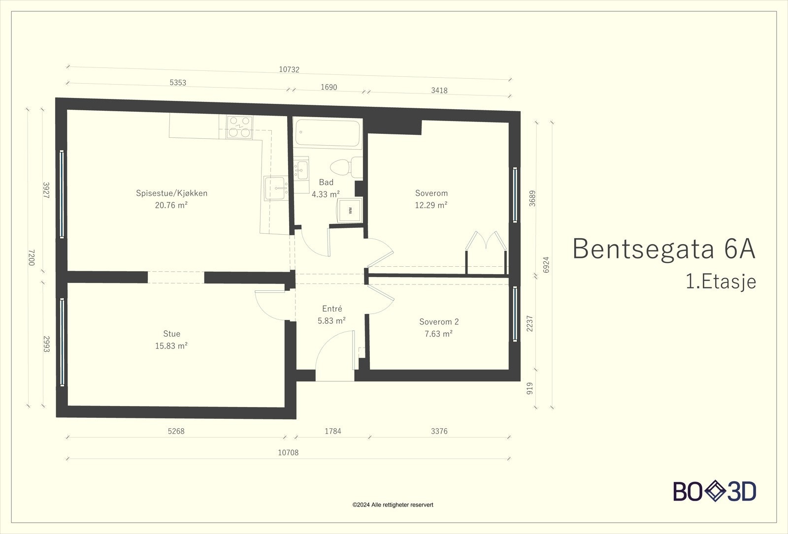 Før vi blar videre ser vi nærmere på boligens planskisse. I tillegg til innvendige arealer disponerer leiligheten 2 boder: 1 kjellerbod og 1 loftsbod. Galleribilde