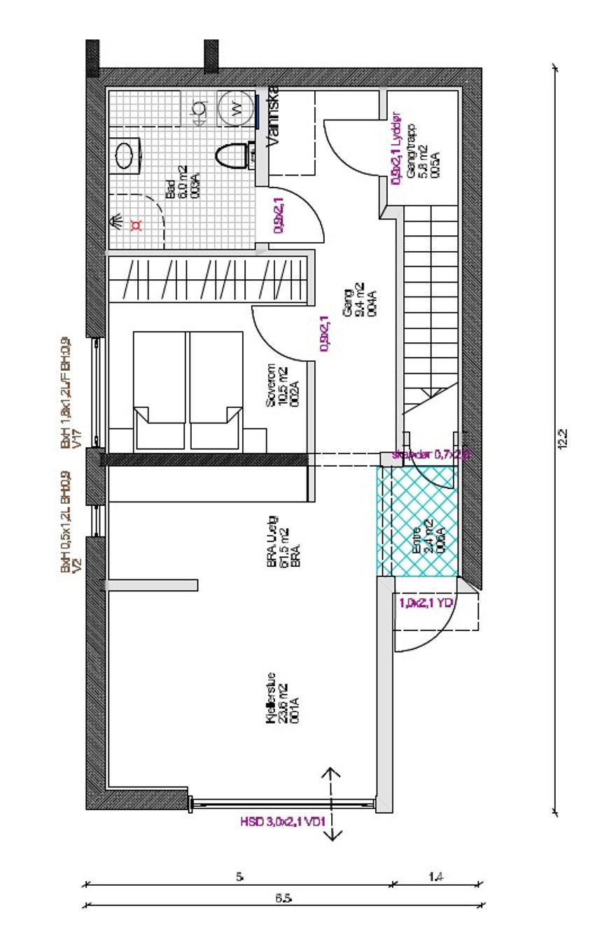 Plantegning, u. etasje Galleribilde