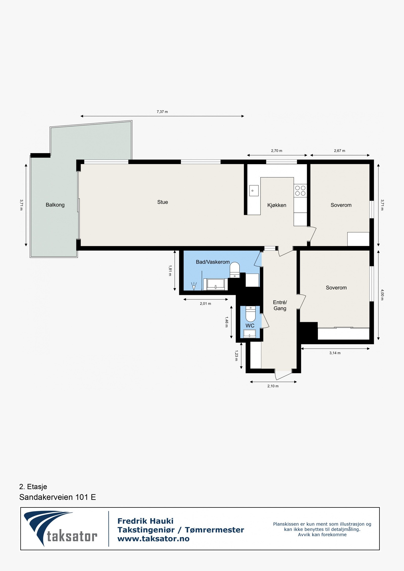 Målsatt plantegning. Galleribilde