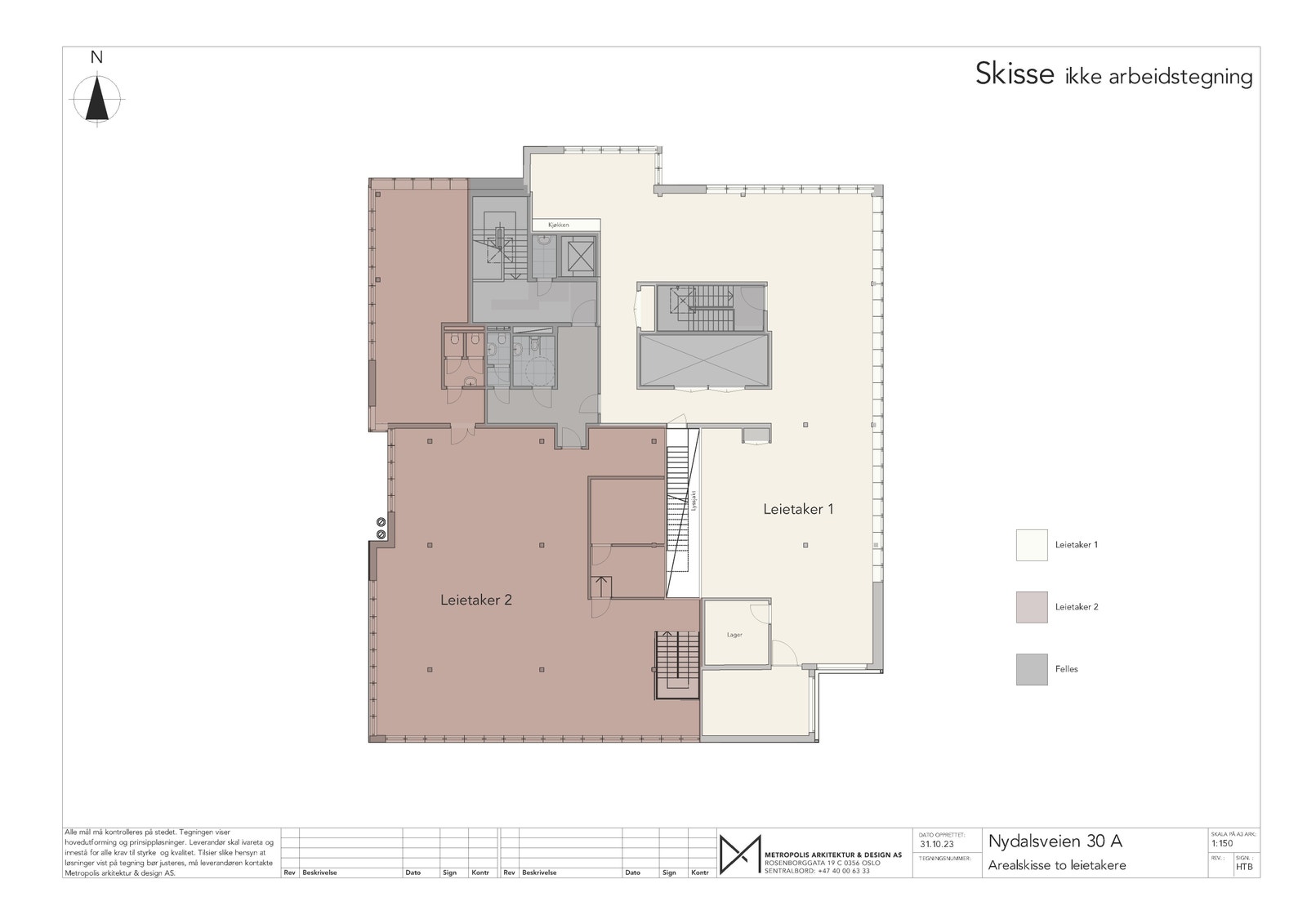 Byggets 4. etg. Arealet markert med "Leietaker 2" er ledig. Lokalet er på 350 kvm BTA. En unik muligeht for showrom/kontor i et særegent bygg med profilerte naboer. Galleribilde