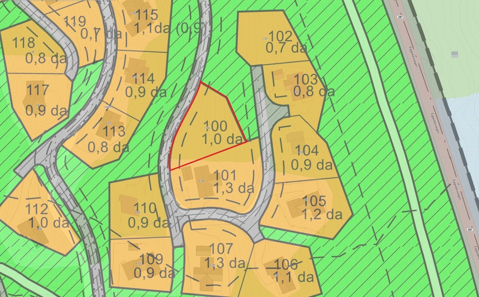 Utdrag fra reguleringskart. Galleribilde