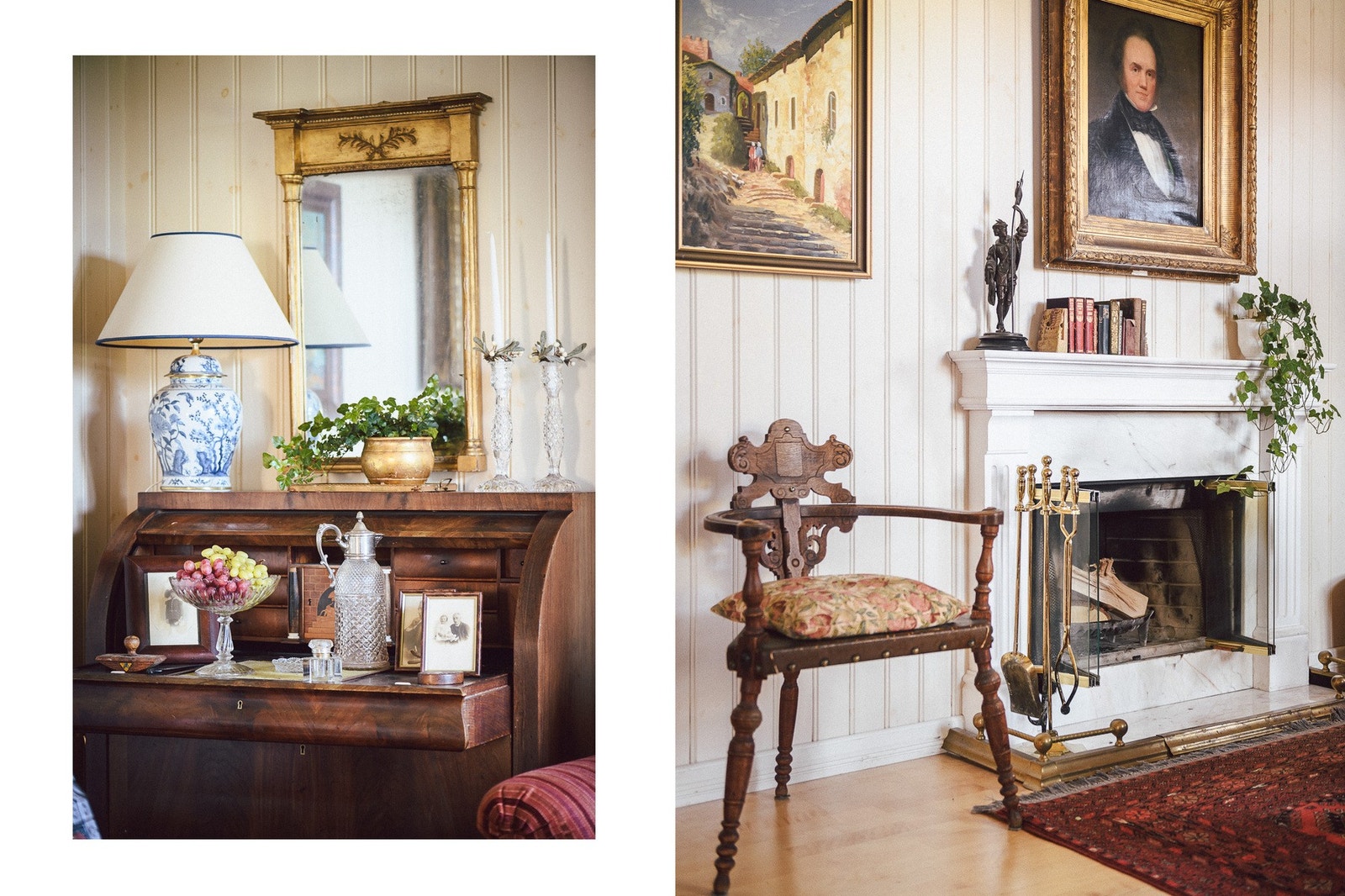 Vakker peis i stuen. Galleribilde