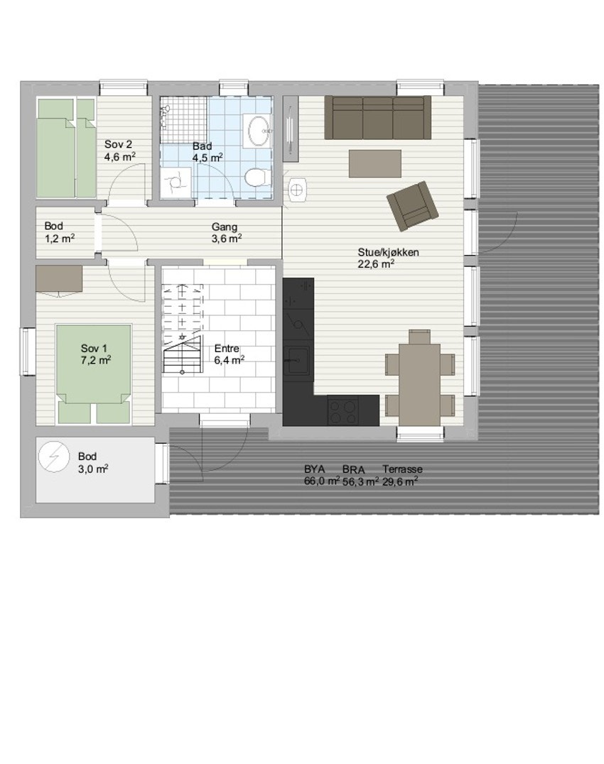 Planløsning 1. etasje. Galleribilde