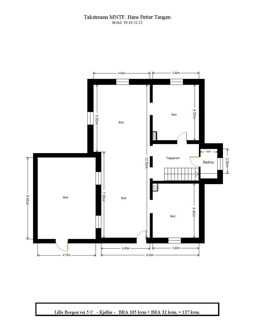 Plantegning kjelller Galleribilde