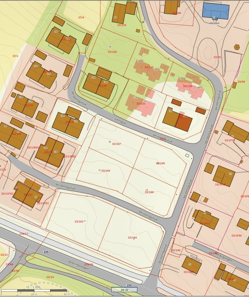 Oversiktskart - tomter Veistensgutua Galleribilde
