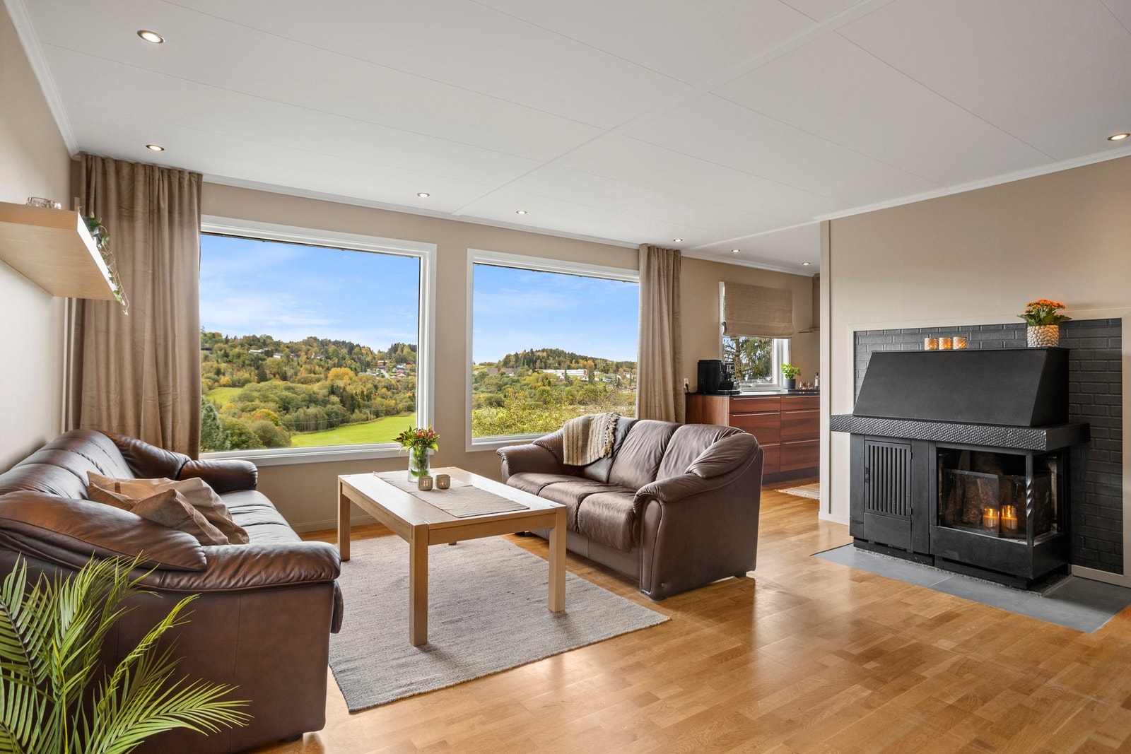 Av oppvarmingskilder finner man både peis og varmepumpe. Galleribilde