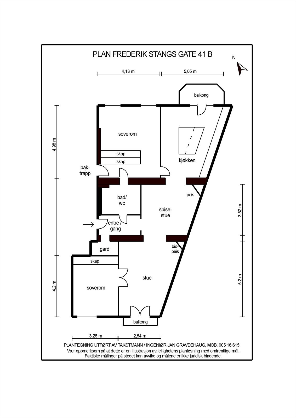 Plantegning Frederik Stangs gate 41B. Galleribilde