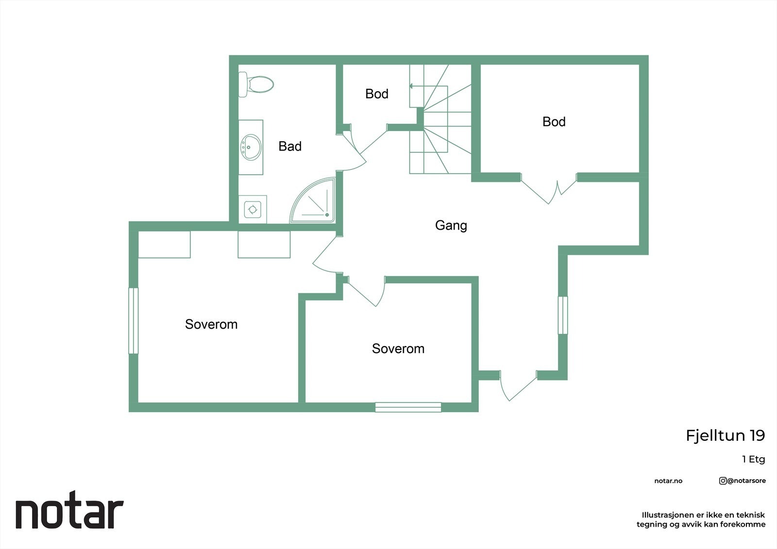 Planskisse av etasjen(ikke utleieboligen) Galleribilde
