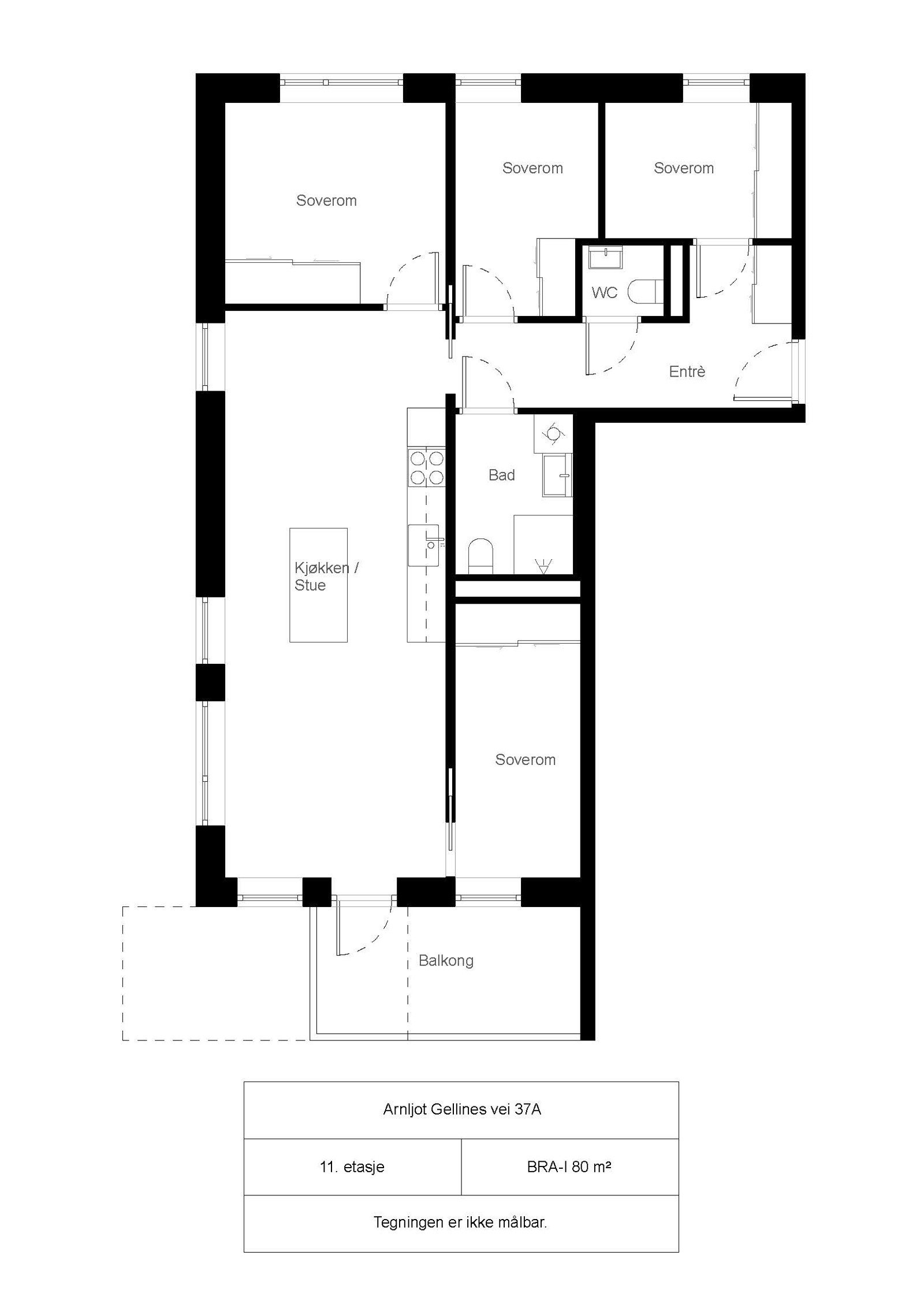 Plantegning - Arnljot Gellines vei 37A (Ikke målbar) Galleribilde