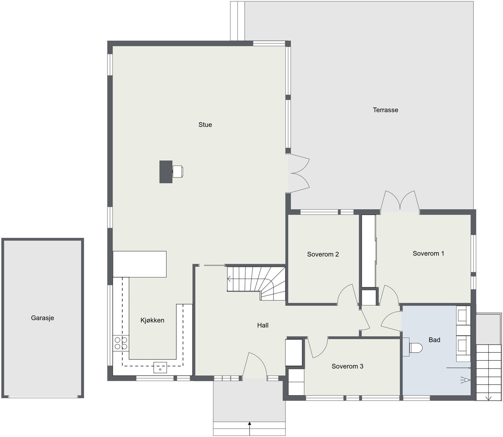 Plantegning 1. etasje Galleribilde