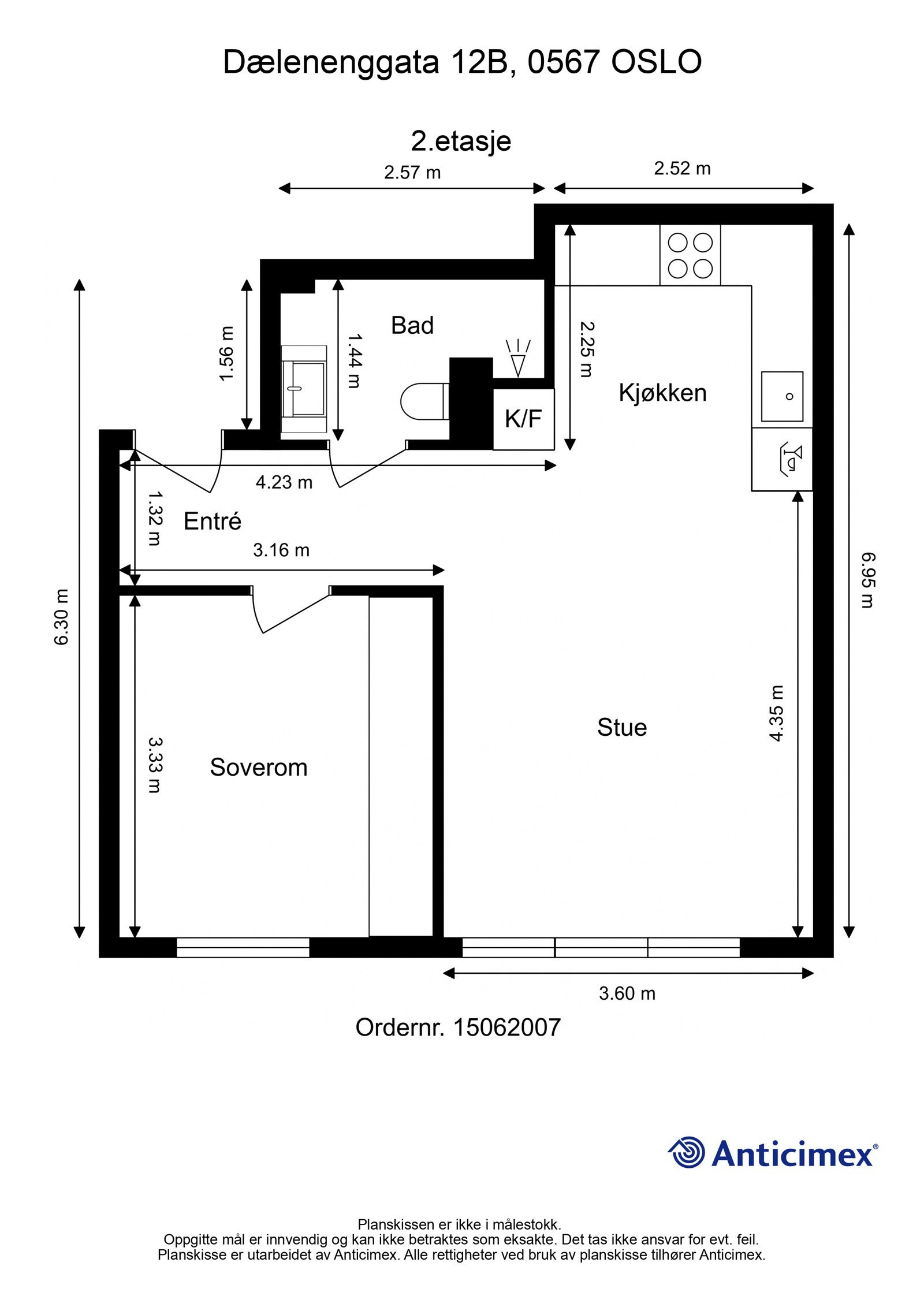 Plantegning med mål. Galleribilde