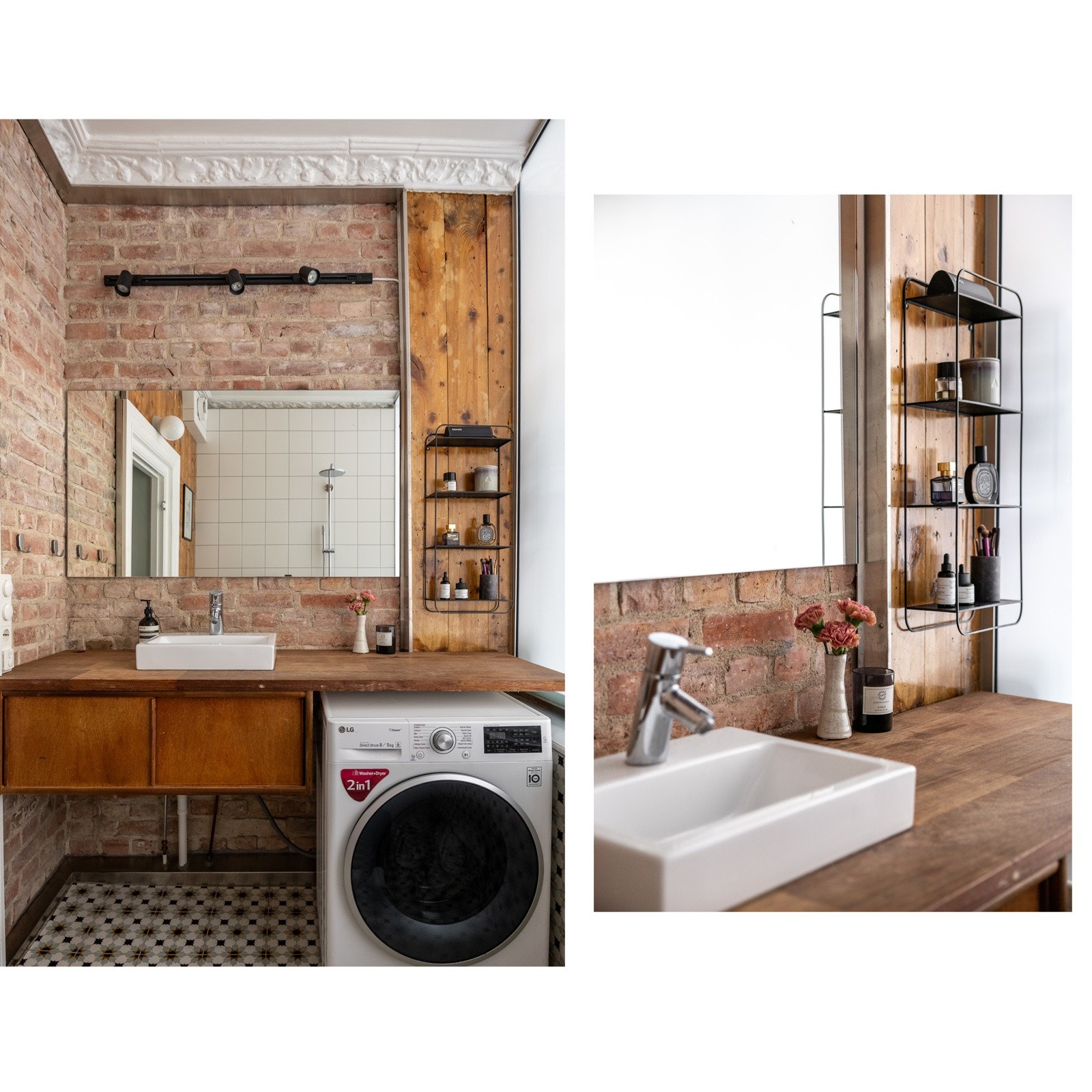 Badet har opplegg for vaskemaskin. Galleribilde