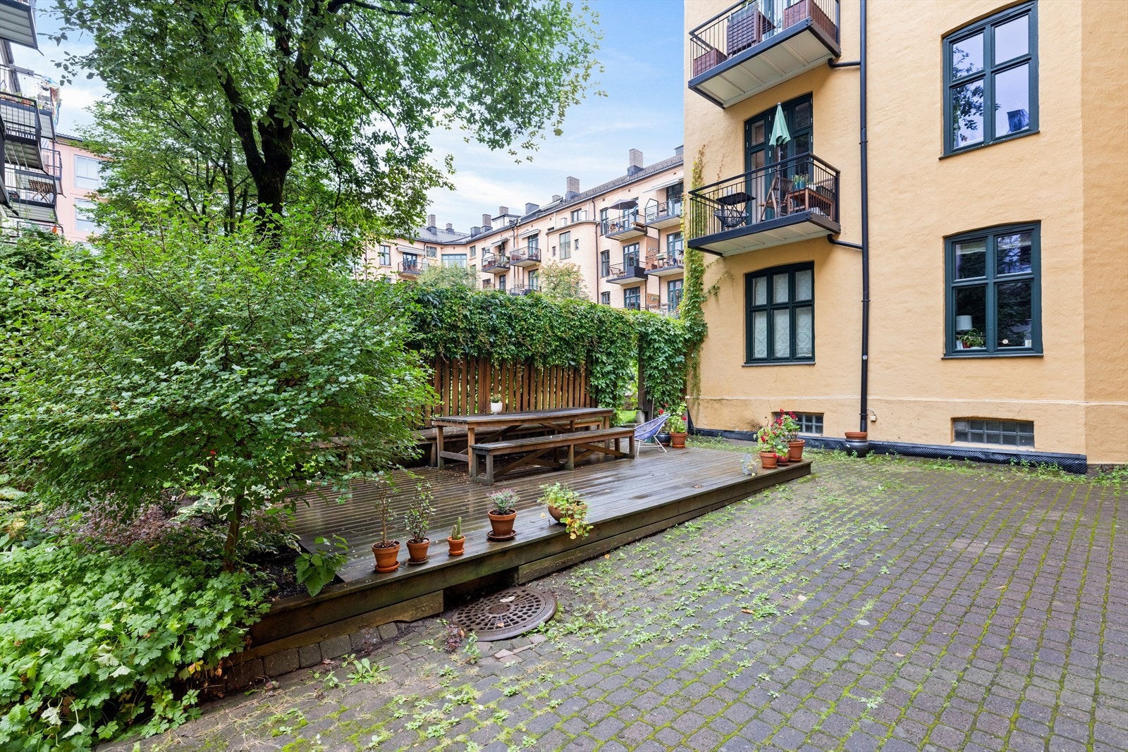 Idyllisk bakgård Galleribilde