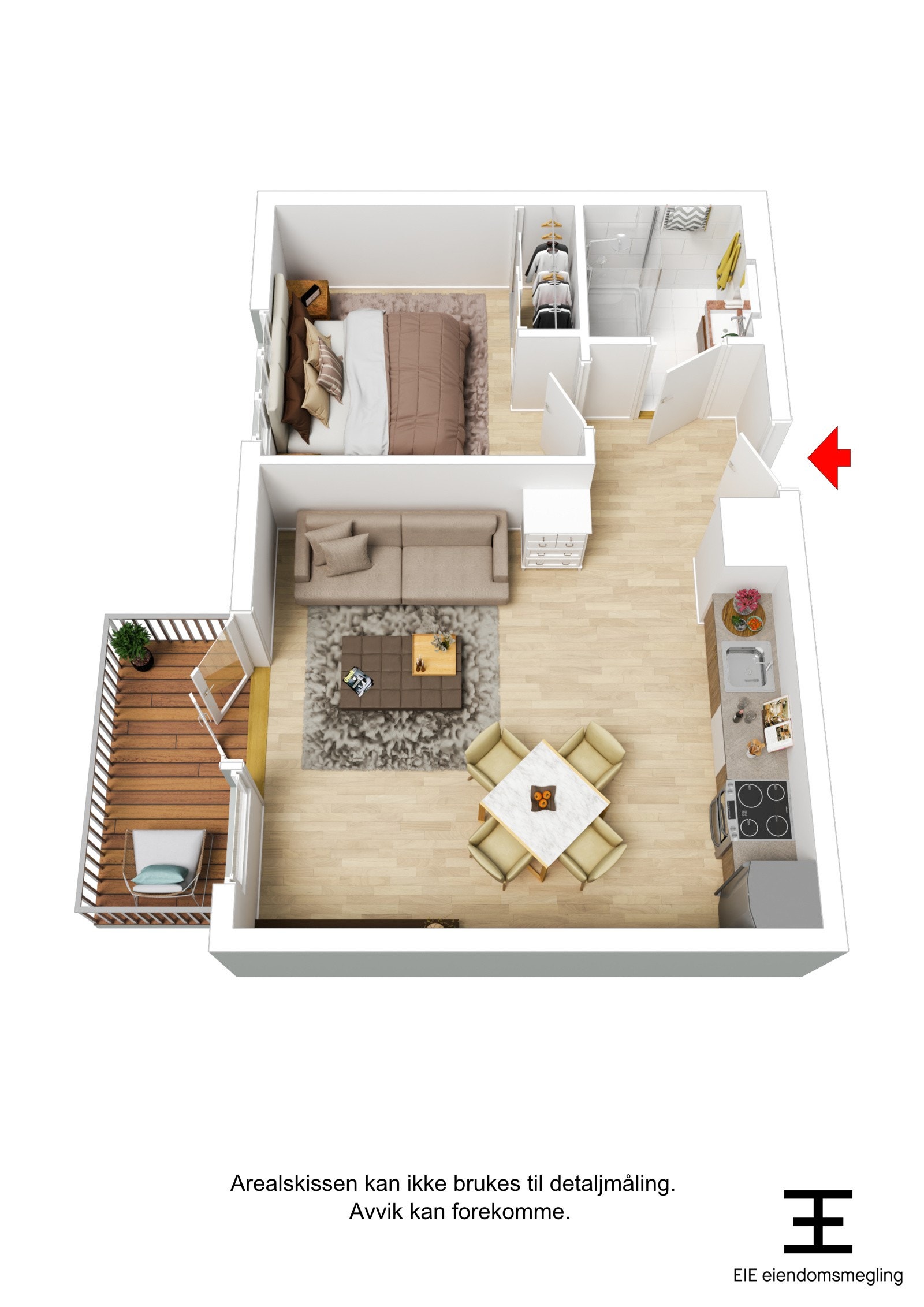 Leilighetens plantegning i 3D Galleribilde