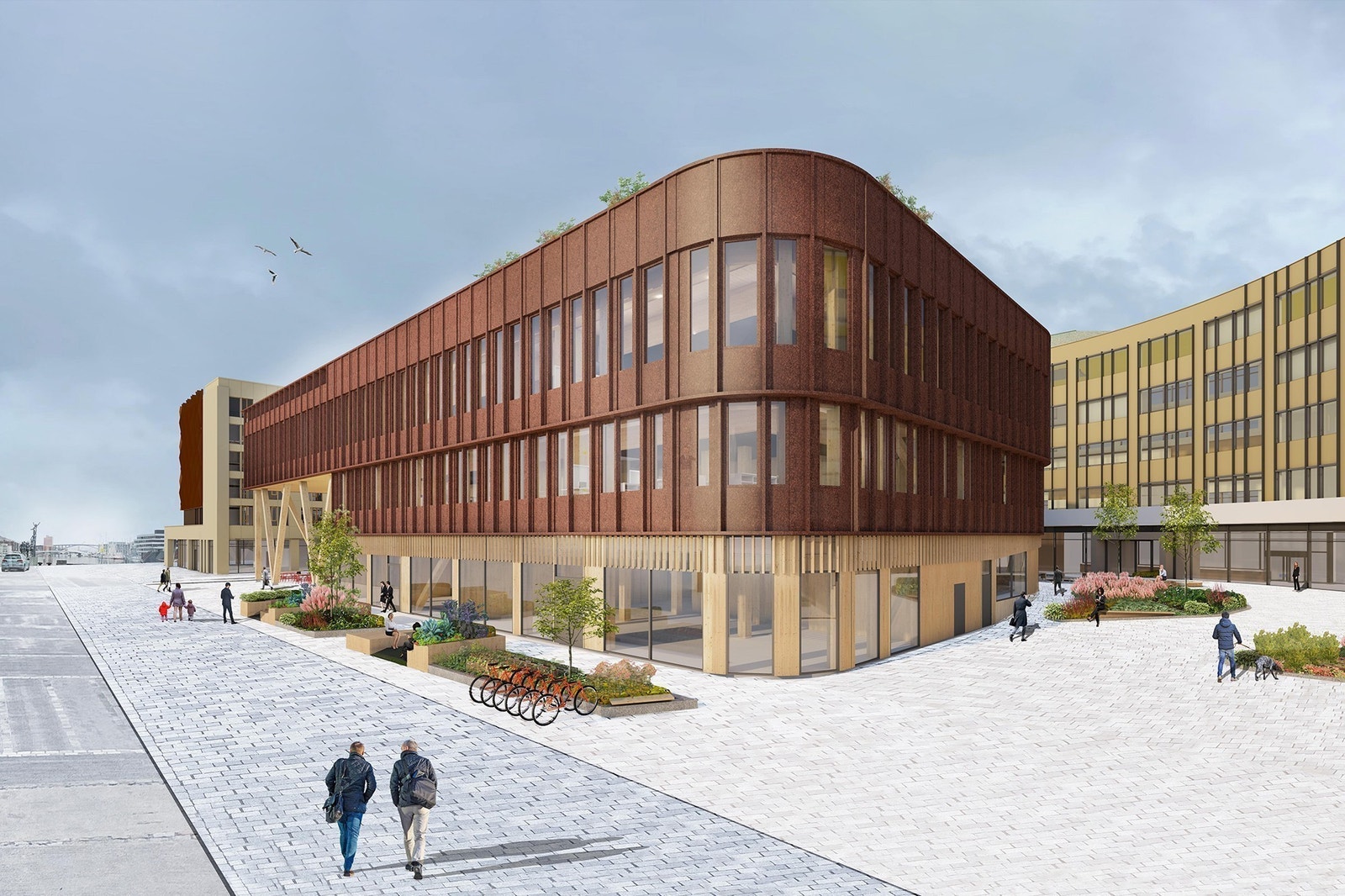 Perspektiv fra sørvest, med Damsgårdssundet og Puddefjordsbroen i bakgrunnen, med mulighet for utadrettet. Galleribilde