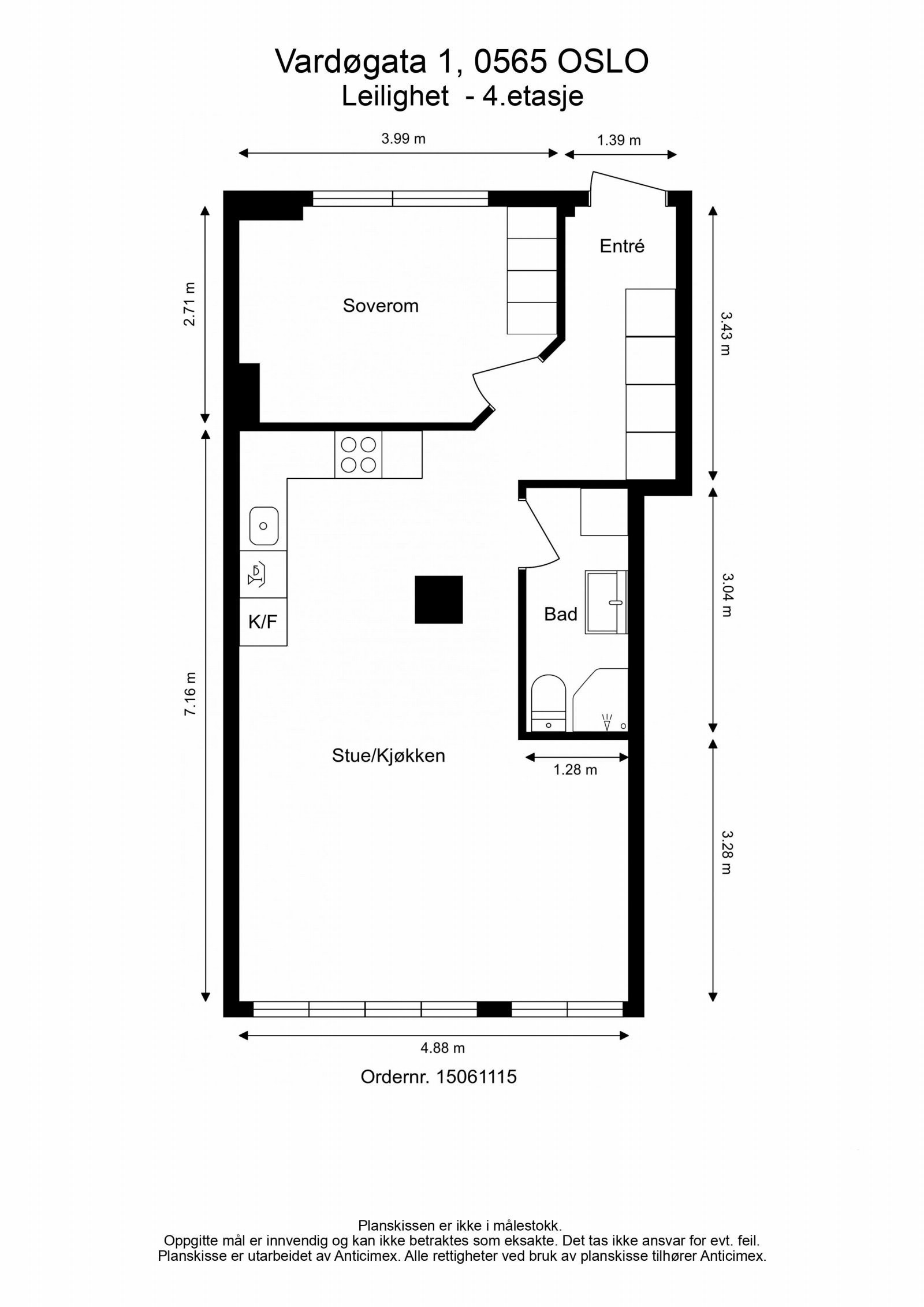 Plantegning med mål. Galleribilde