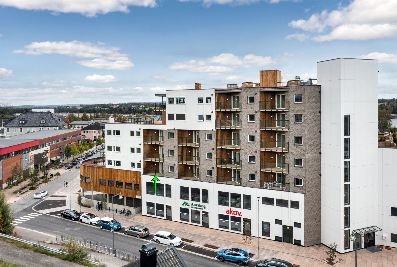 Dronebilde over nærområdet. Galleribilde