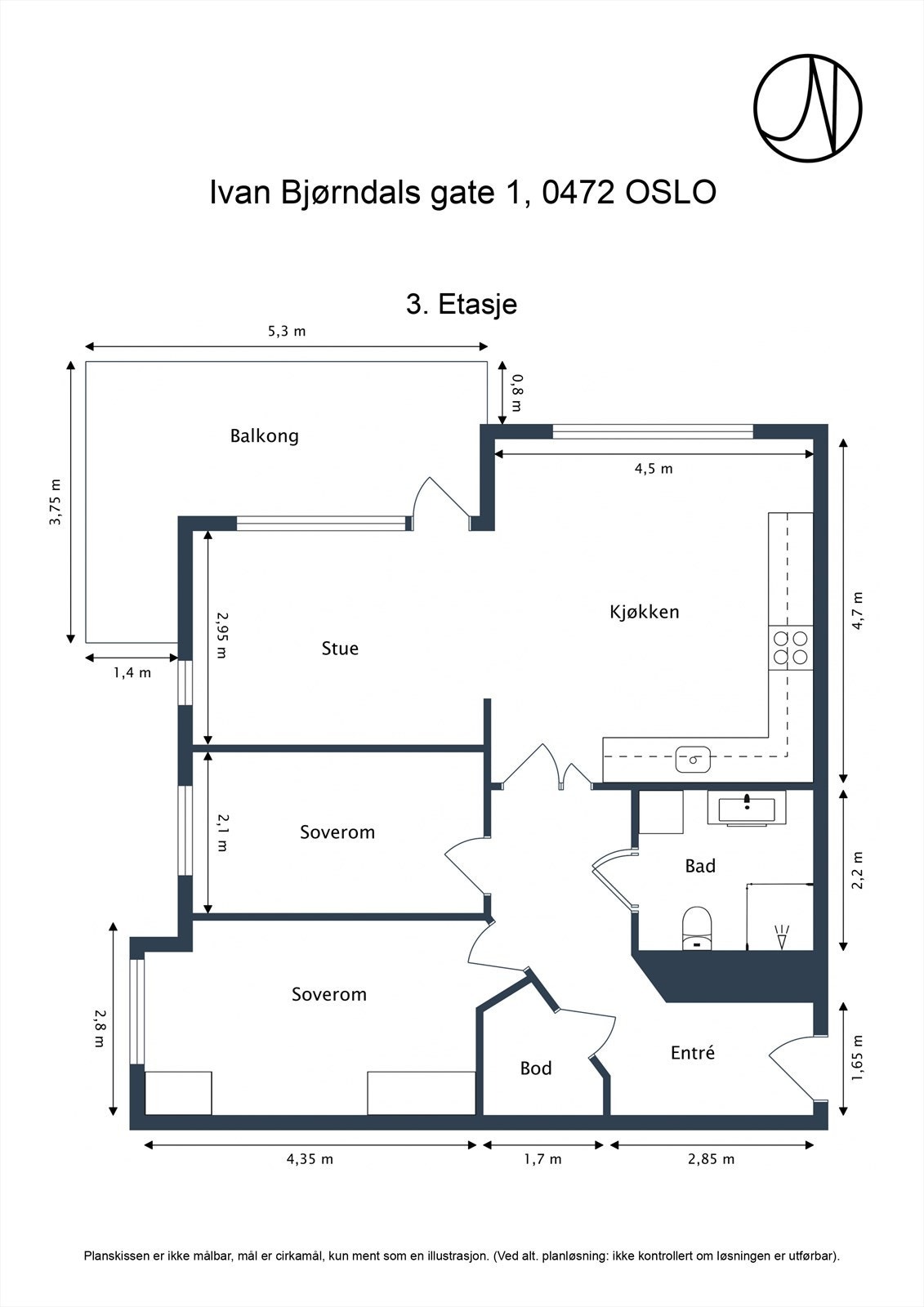 Planskisse 3. etasje Galleribilde