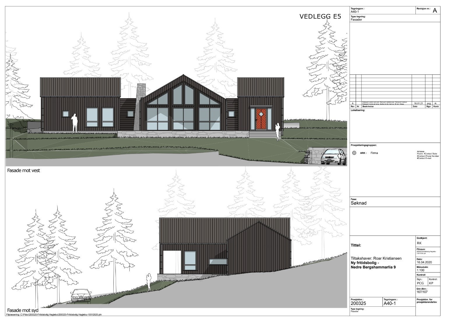 Fasadetegning fra tidligere godkjent byggesøknad. Galleribilde
