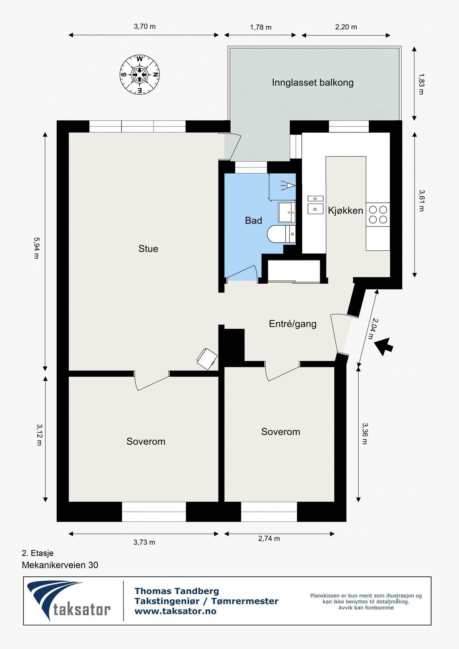 Plantegning - Leiligheten ligger i 2. etasje Galleribilde