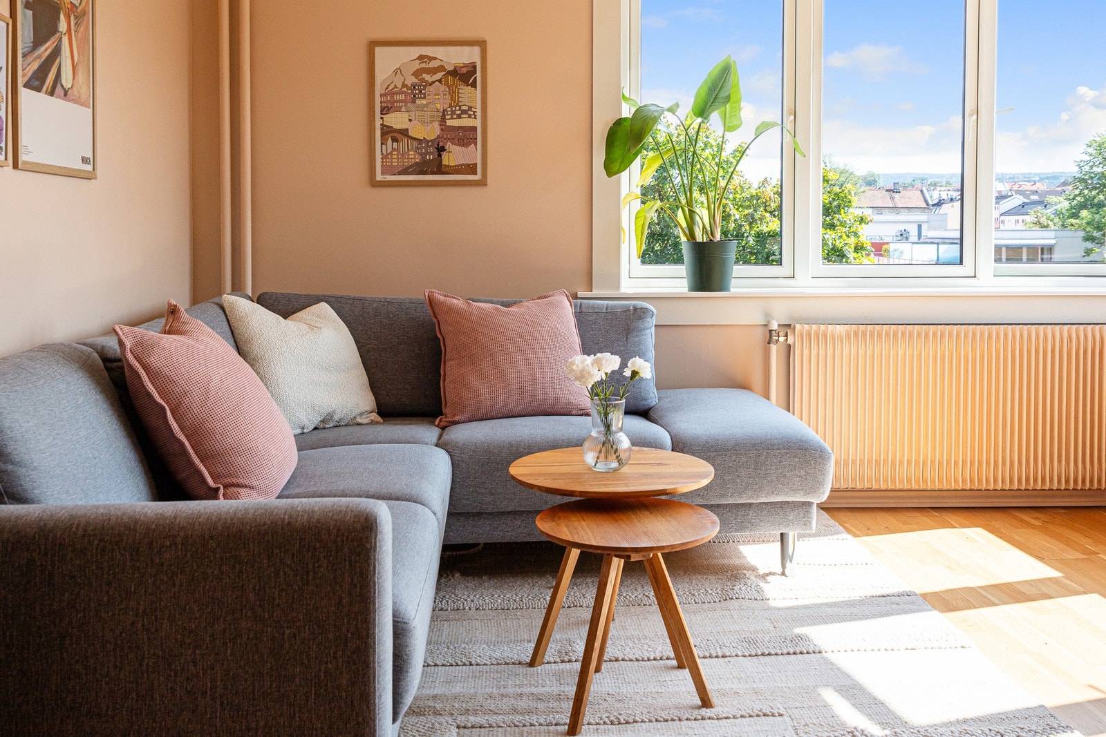Du har plass til en sofagruppe, TV med tilhørende møblement og spisebord. Galleribilde