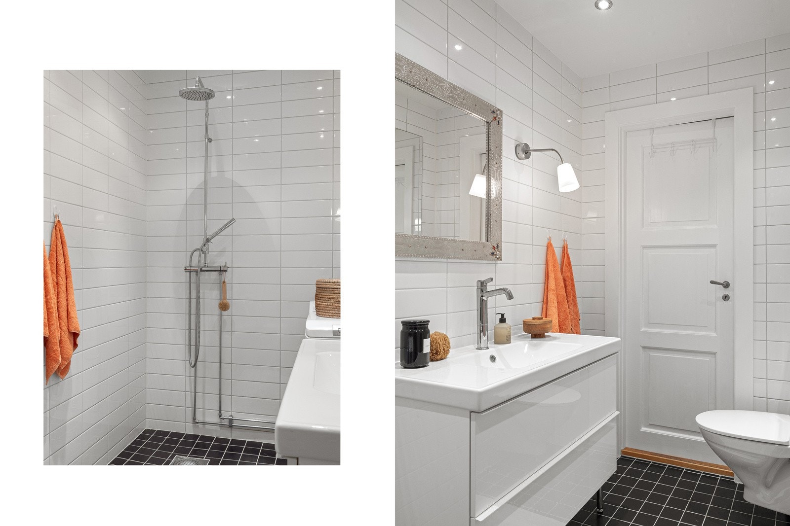 Delikat og flislagt bad fra 2017 med varmekabler i gulv og opplegg for vaskemaskin Galleribilde