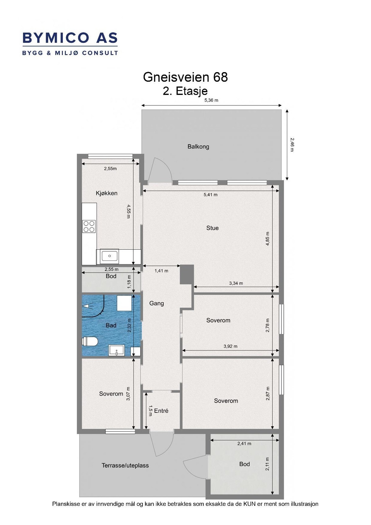 Plantegning - Gneisveien 68 - 2. Etasje Galleribilde