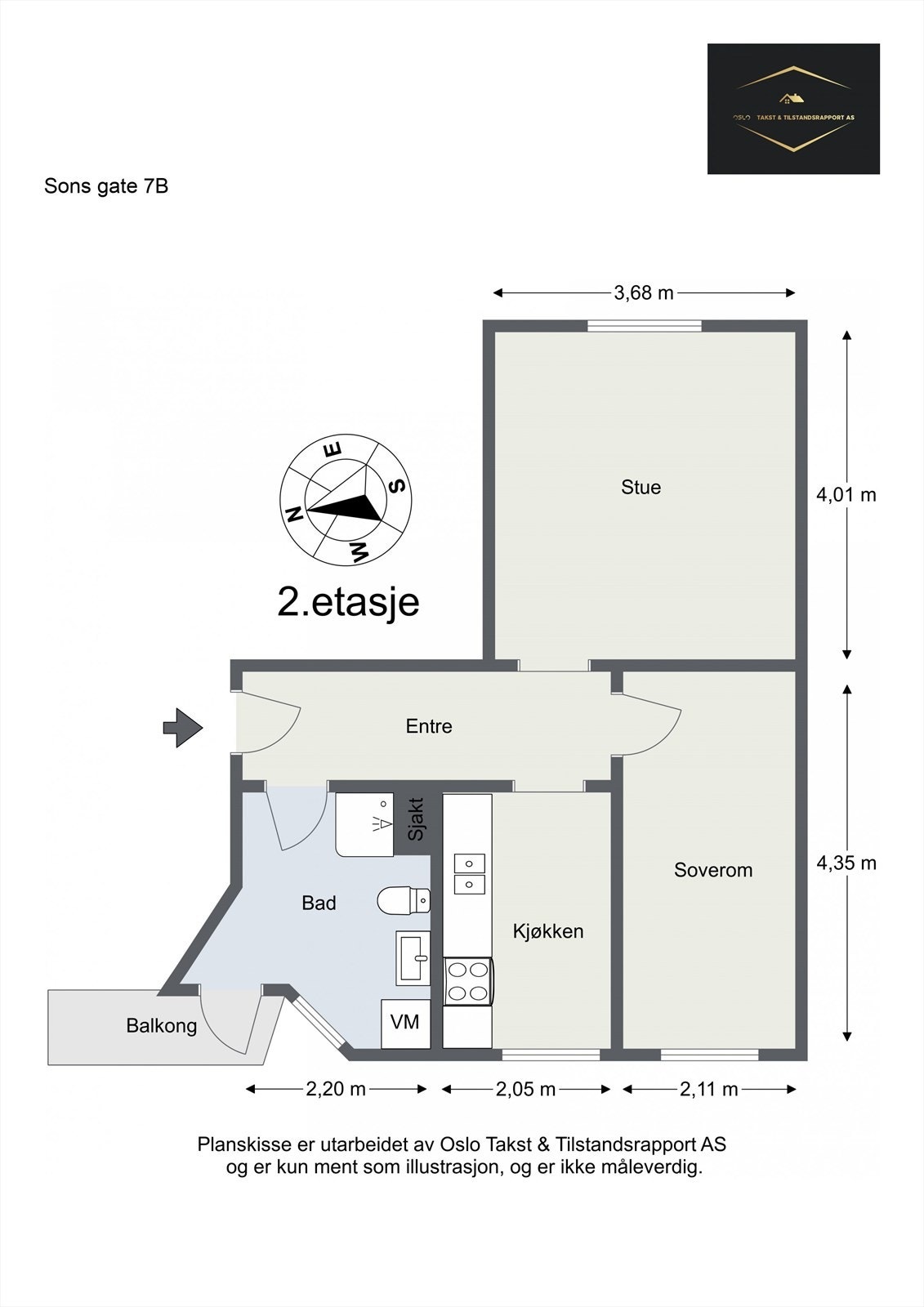 Sons gate plantegning. Leiligheten ligger fint til i 2. etasje. Galleribilde