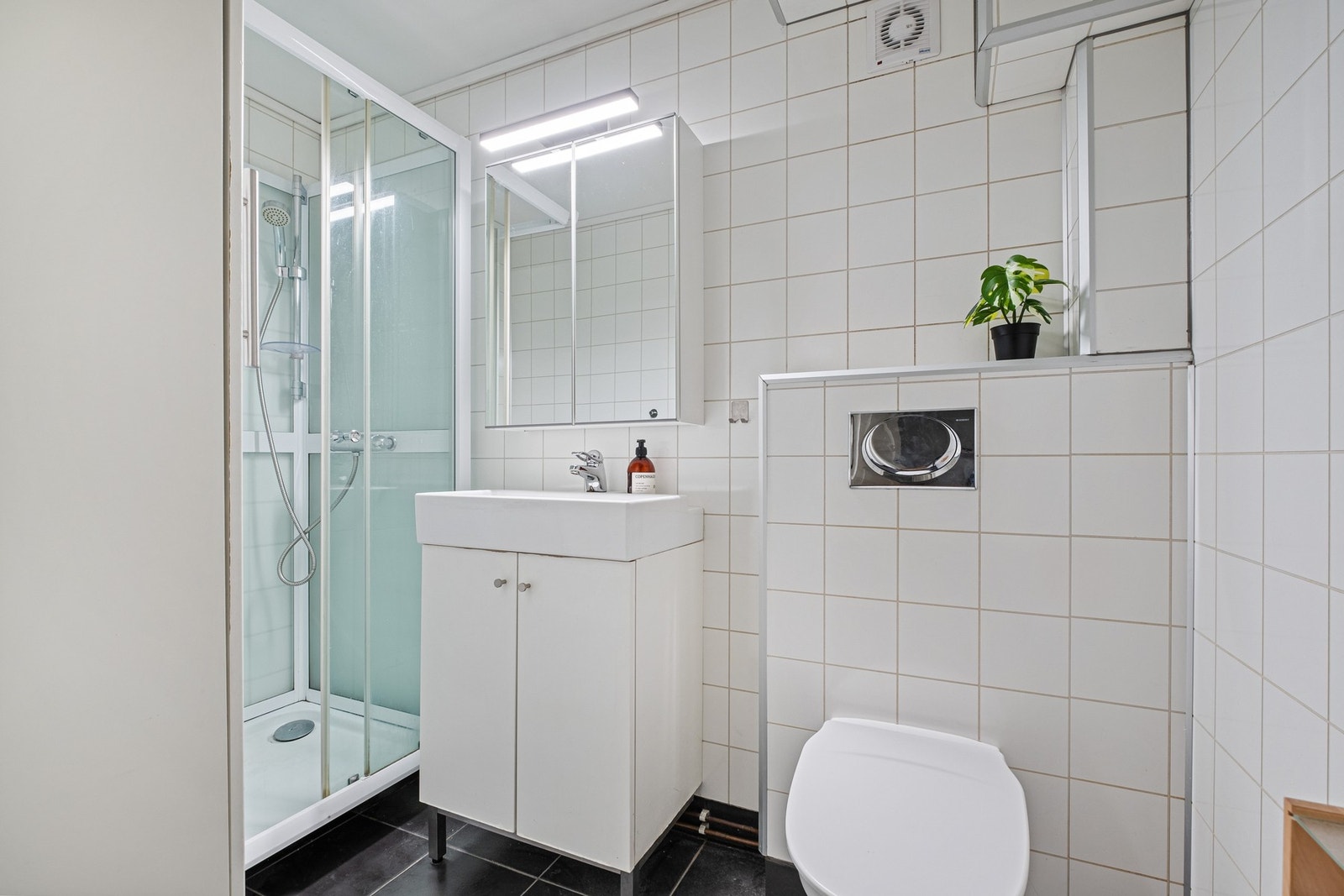 Baderom i utleiedelen på 3,4 kvm. Galleribilde