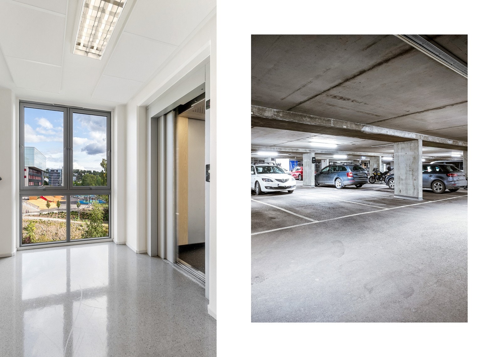 Trappefri og direkte heisadkomst til kjellerbod og garasjeplass i oppvarmet garasjeanlegg med mulighet for montering av EL-bil lader for eiers regning. Galleribilde