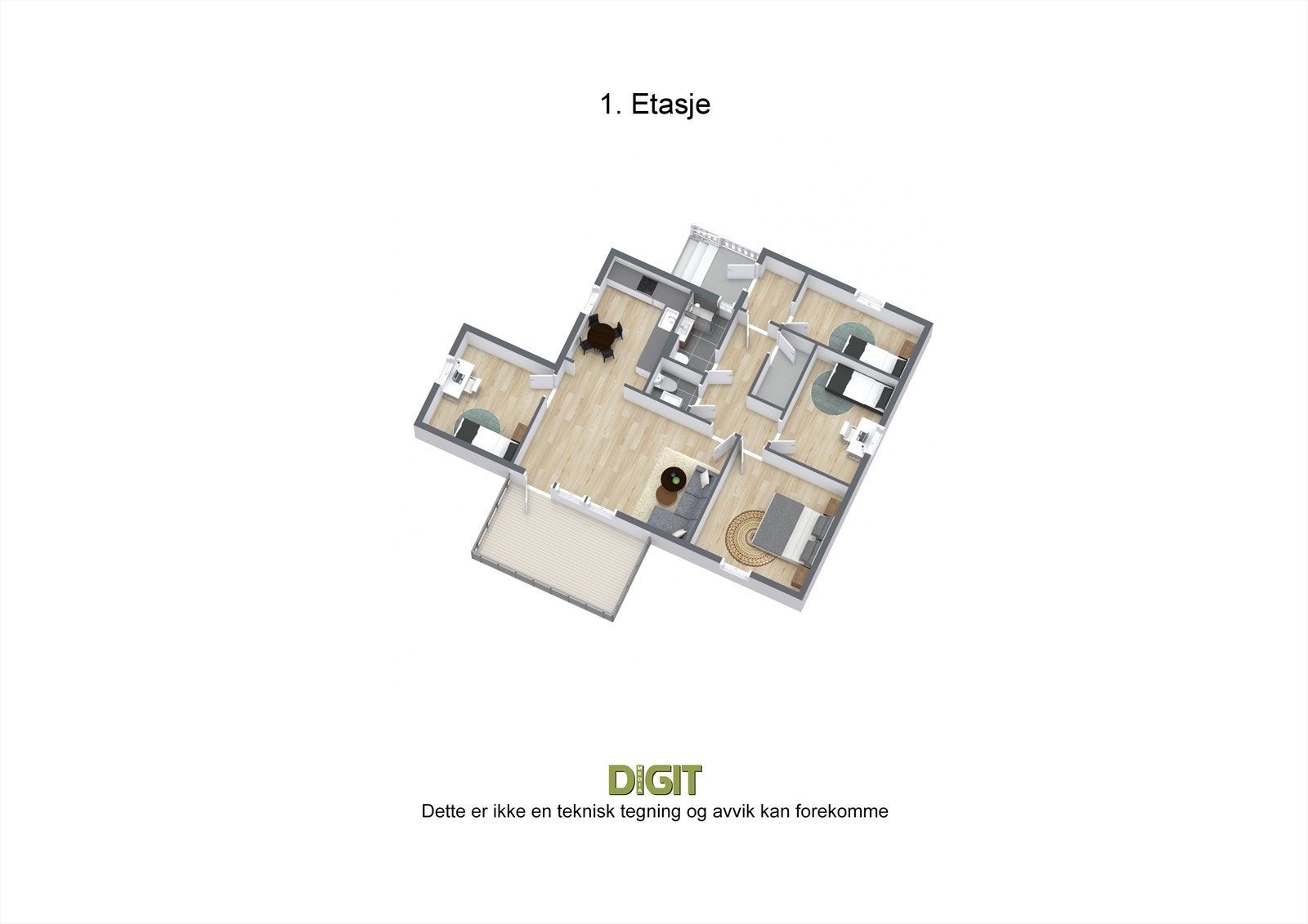 Plantegning 1. Etasje - 3D Galleribilde